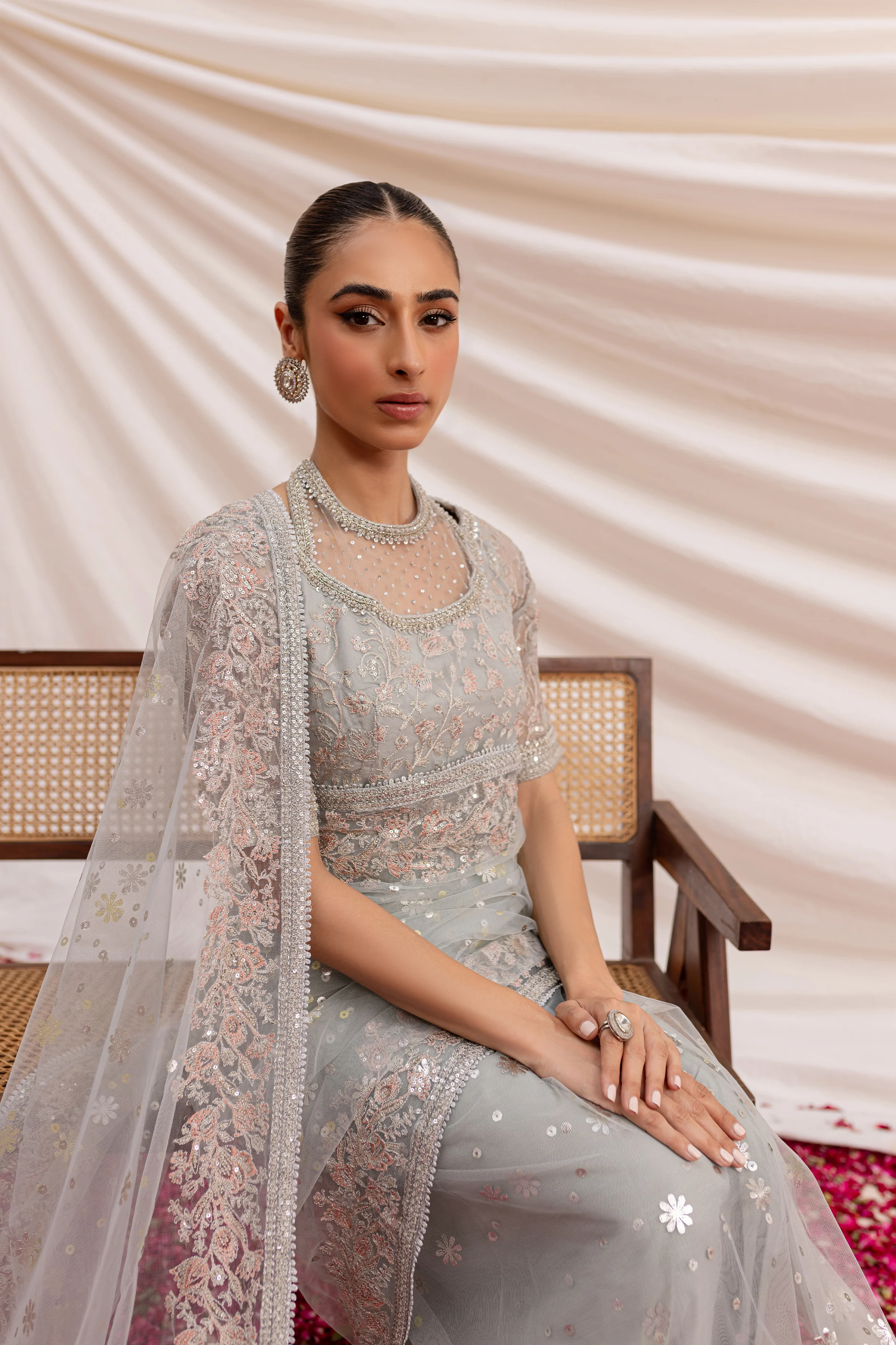 Fareha Saree 3Pc - Formal Dress - Image 3