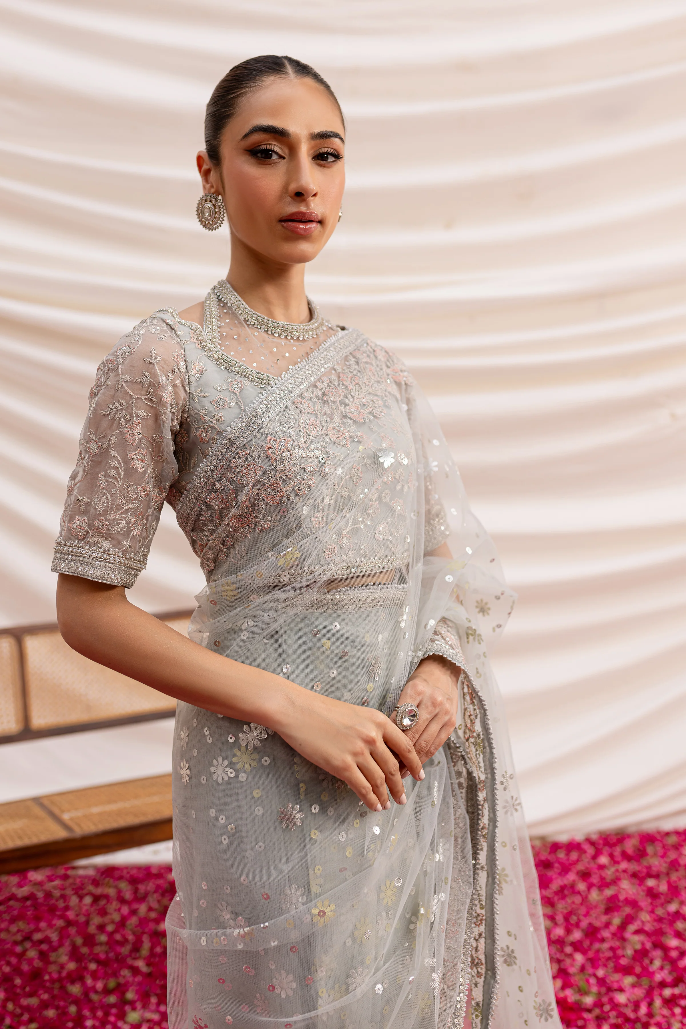 Fareha Saree 3Pc - Formal Dress - Image 6
