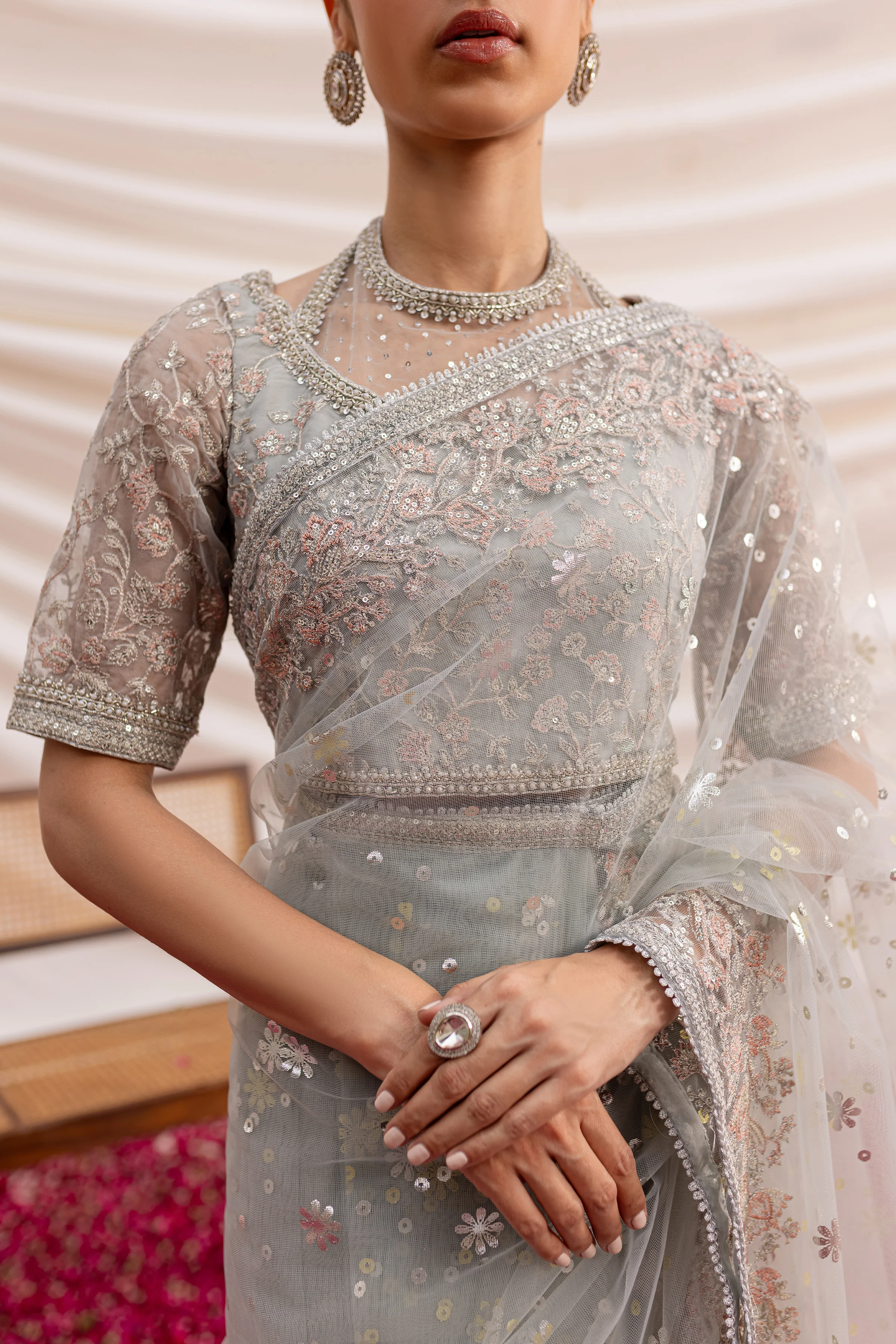 Fareha Saree 3Pc - Formal Dress - Image 7
