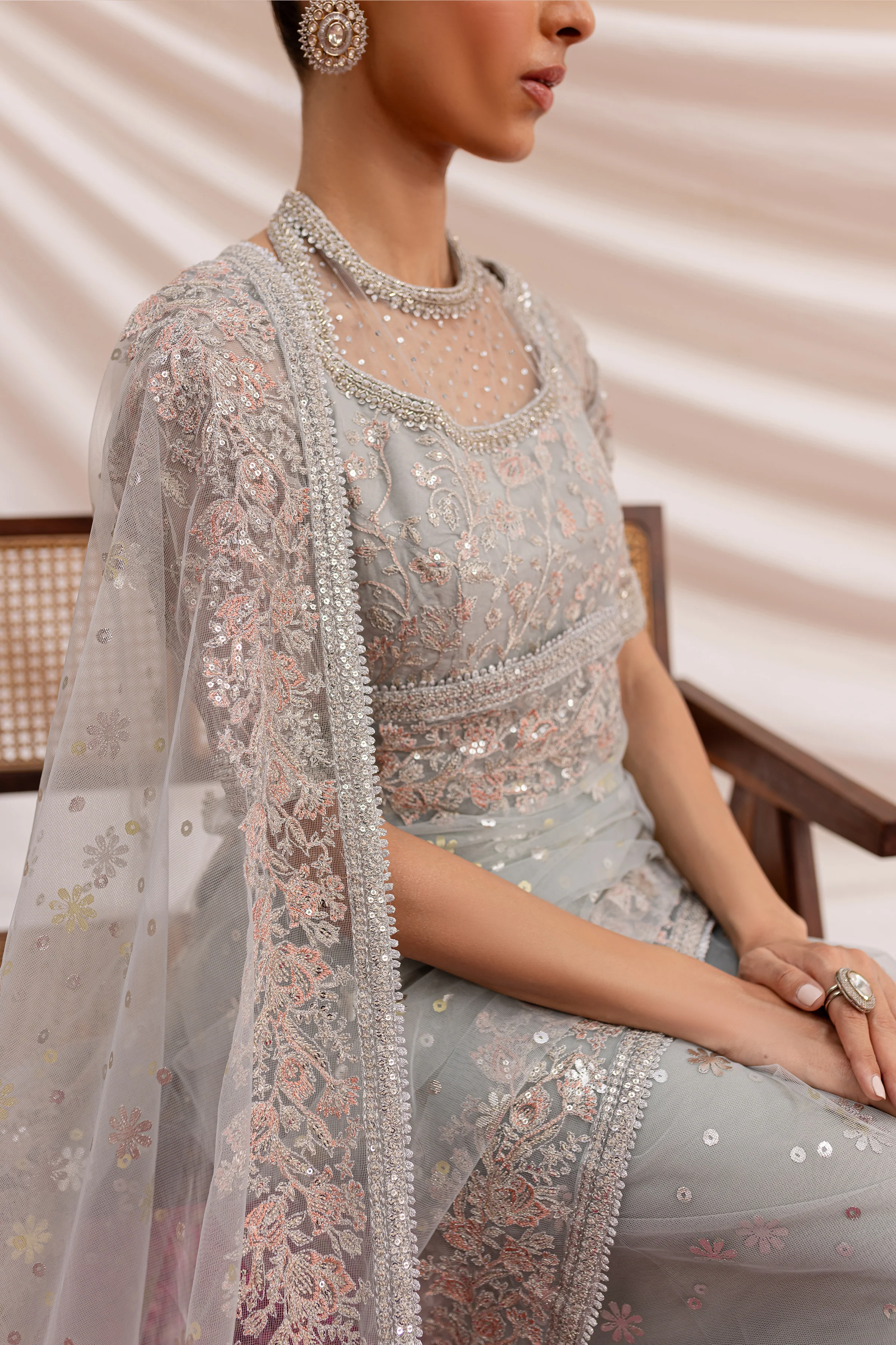 Fareha Saree 3Pc - Formal Dress - Image 8