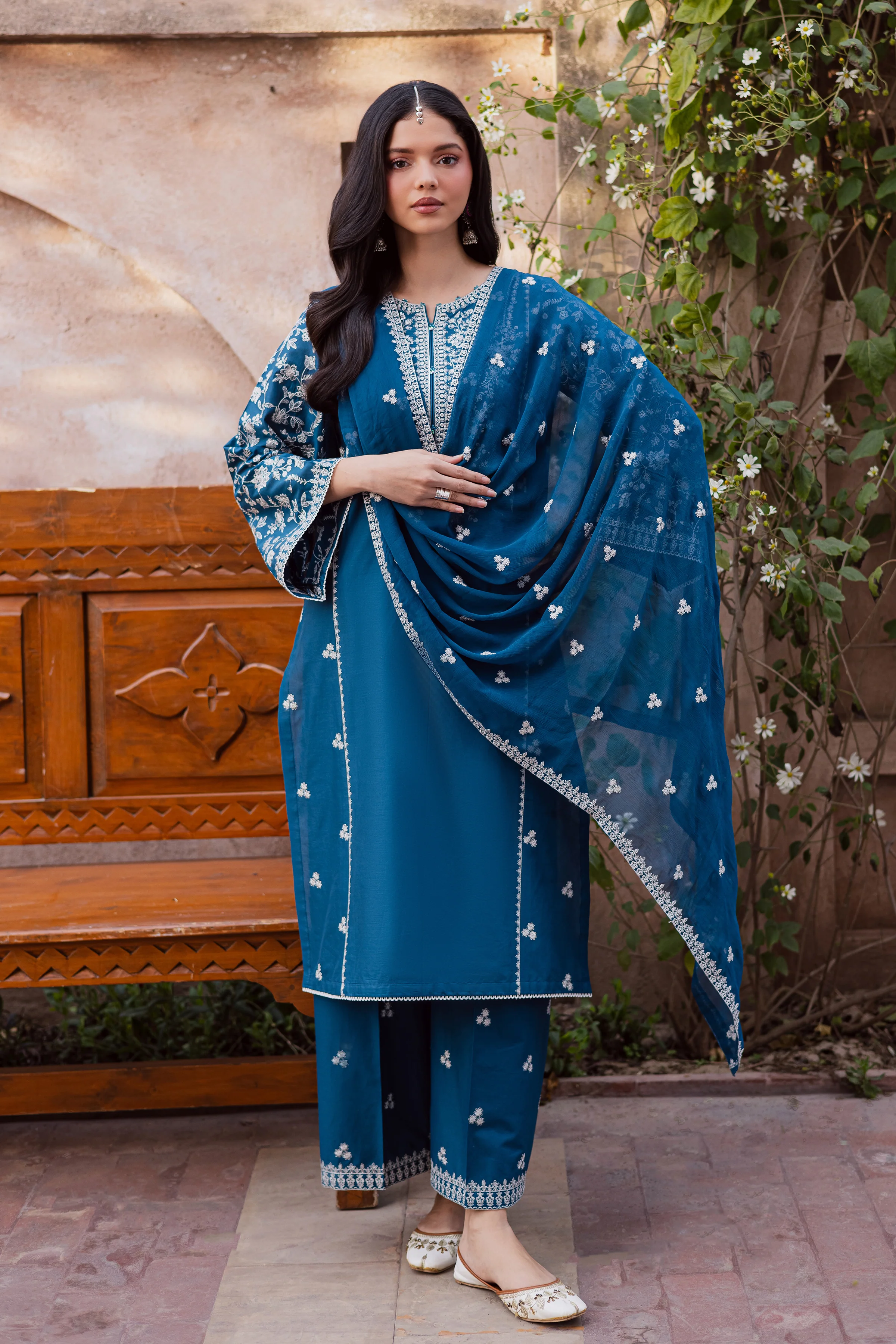 Farsali 3Pc - Festive Embroidered Lawn - Image 7
