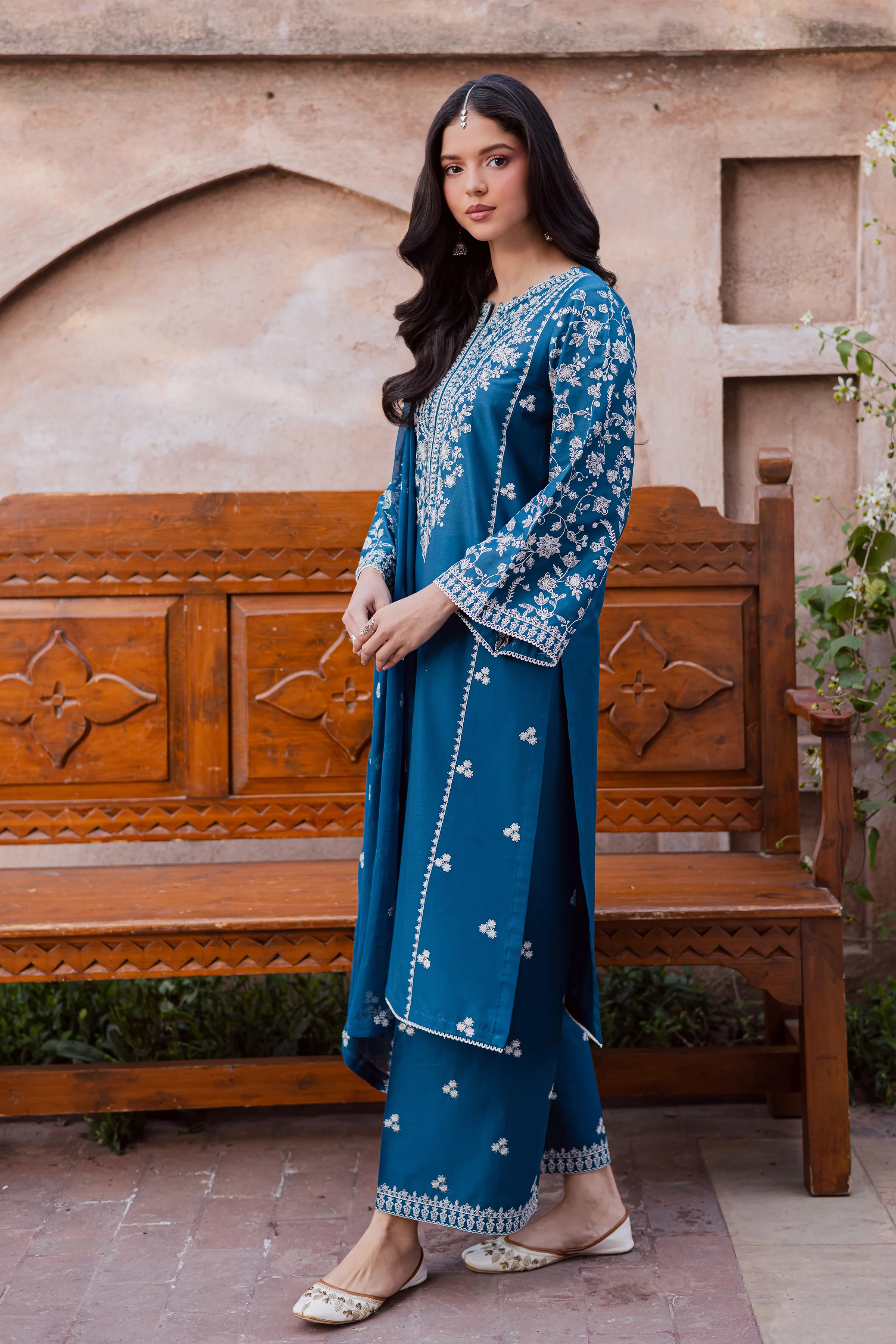 Farsali 3Pc - Festive Embroidered Lawn - Image 9