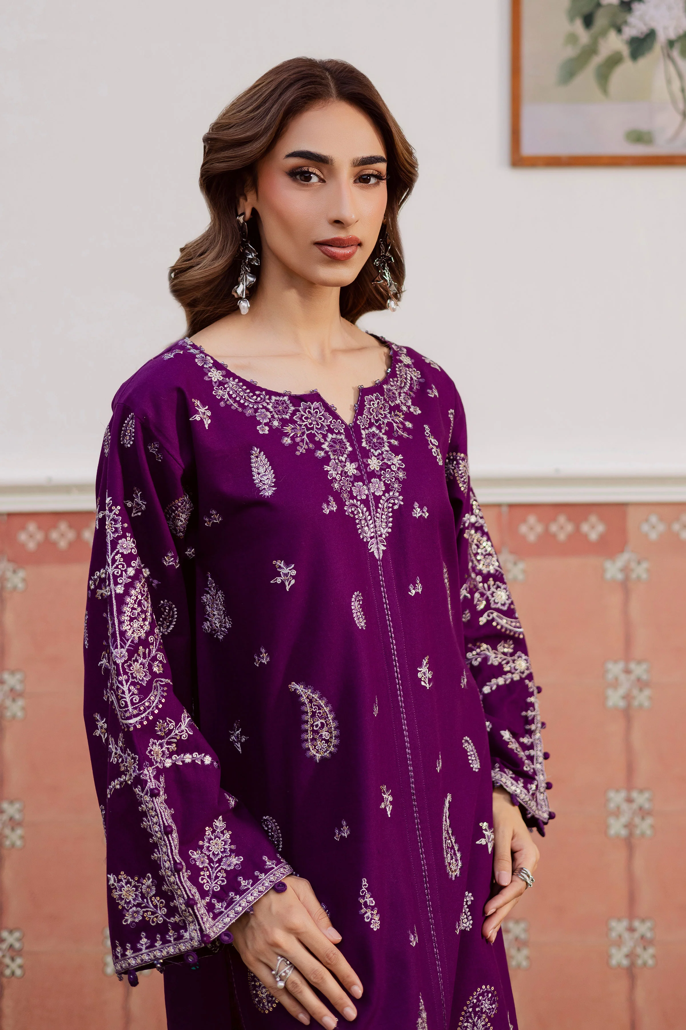 Fave 2Pc - Embroidered Khaddar Dress - Image 2