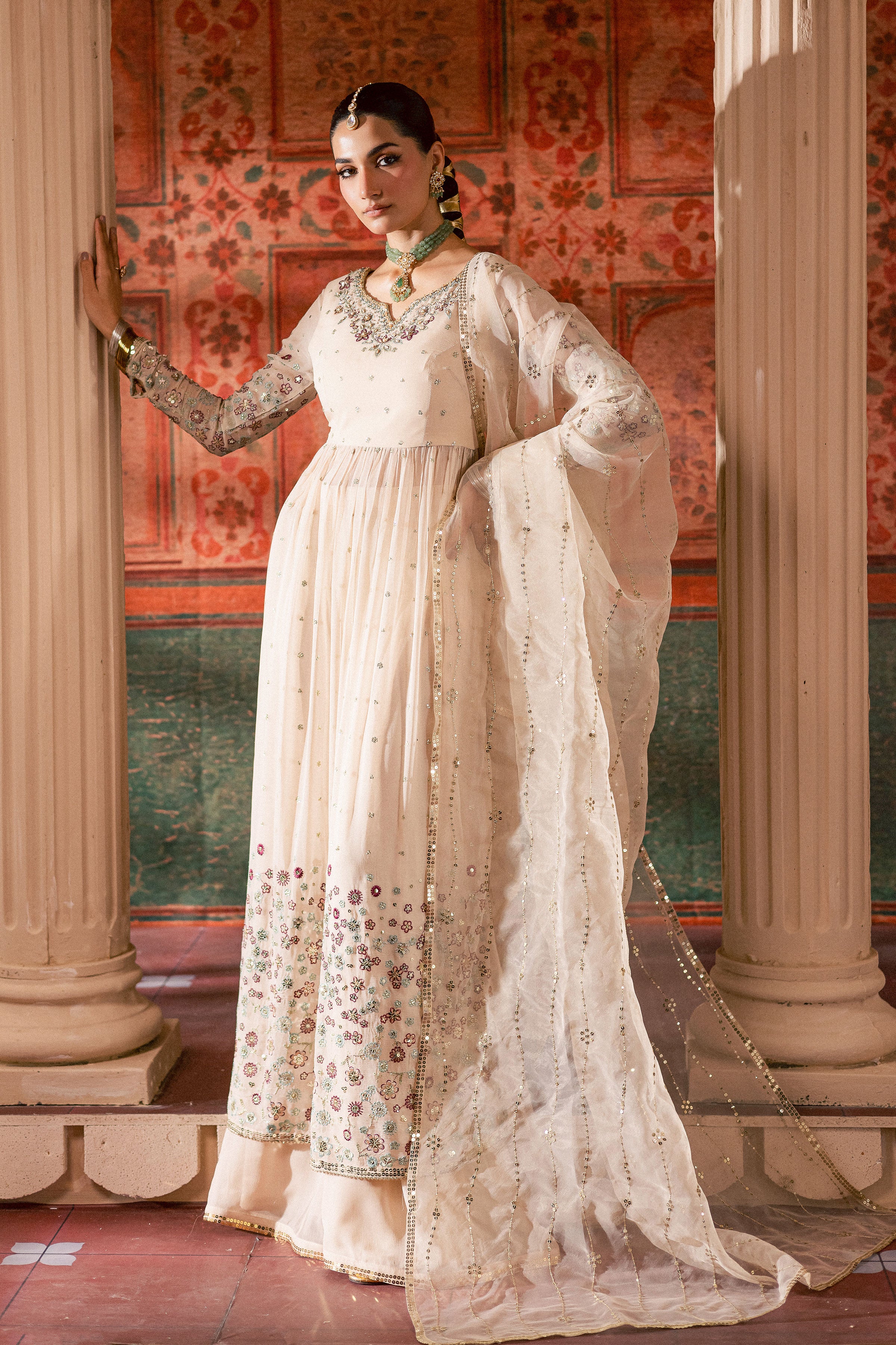 Fiona Lux 3Pc - Chiffon Wedding Frock - Image 5