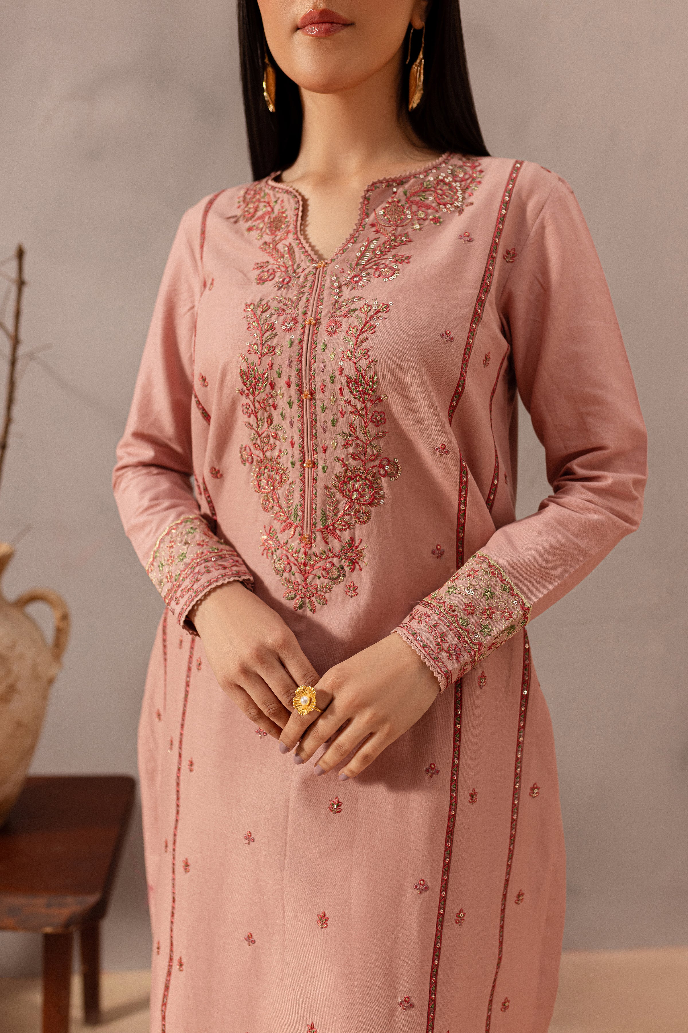 Flamingo 2Pc - Embroidered Khaddar Dress - Image 7