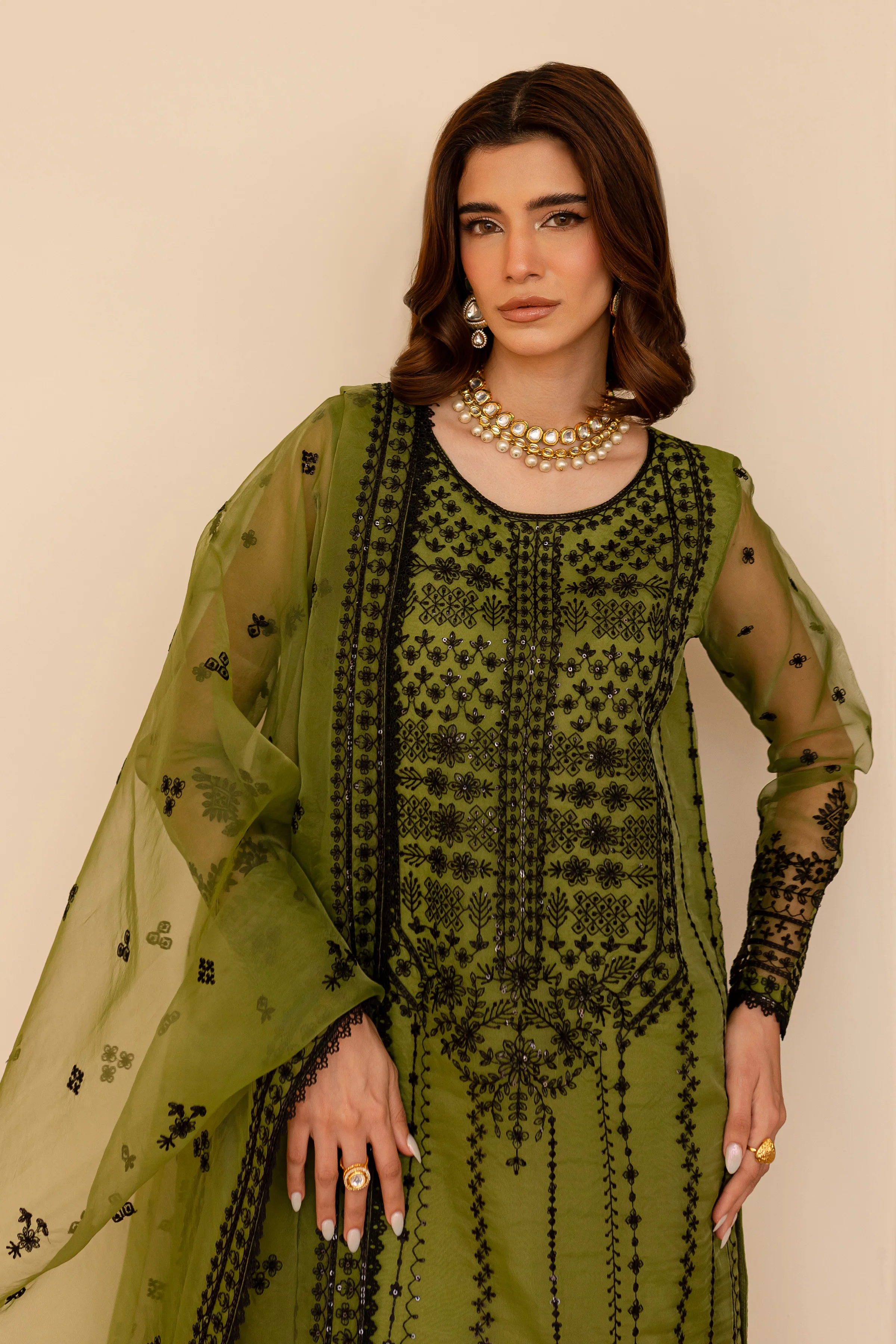 Flaxen 3Pc - Embroidered Luxe Pret - Image 3