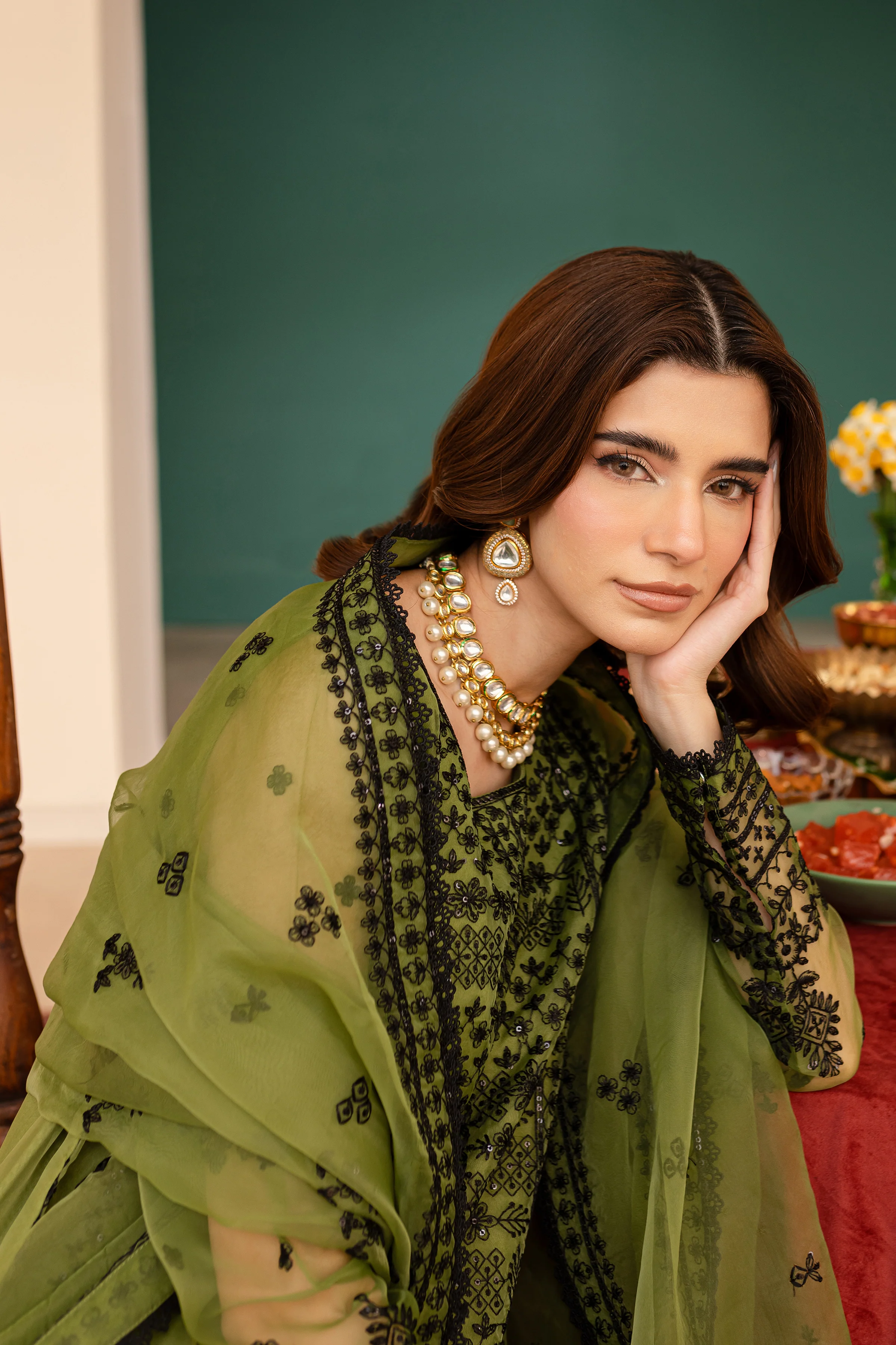 Flaxen 3Pc - Embroidered Luxe Pret - Image 4