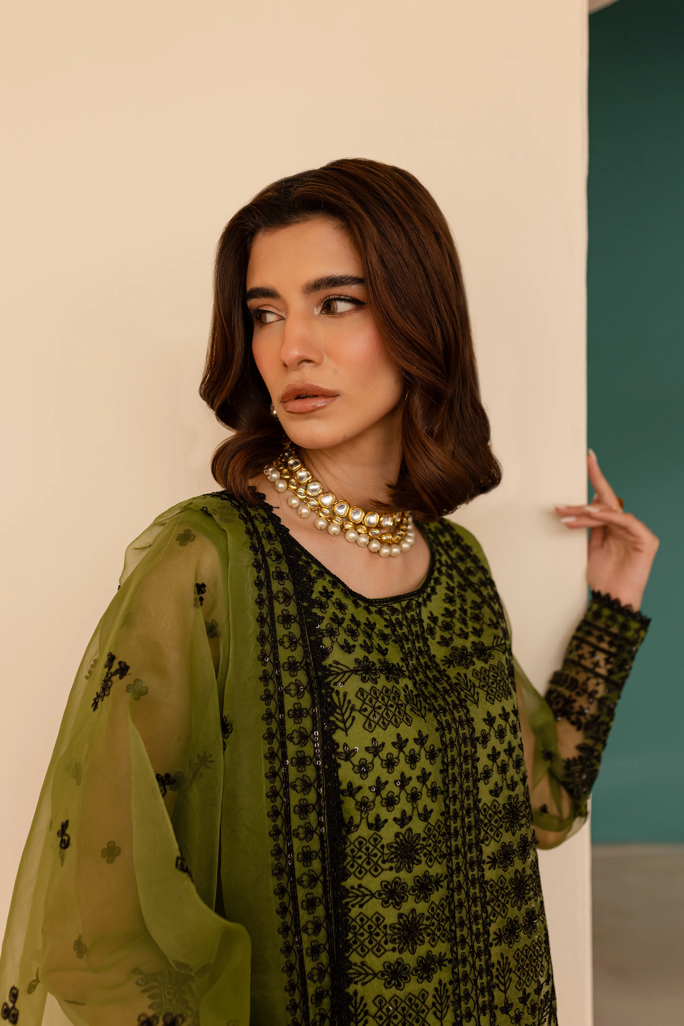 Flaxen 3Pc - Embroidered Luxe Pret - Image 7