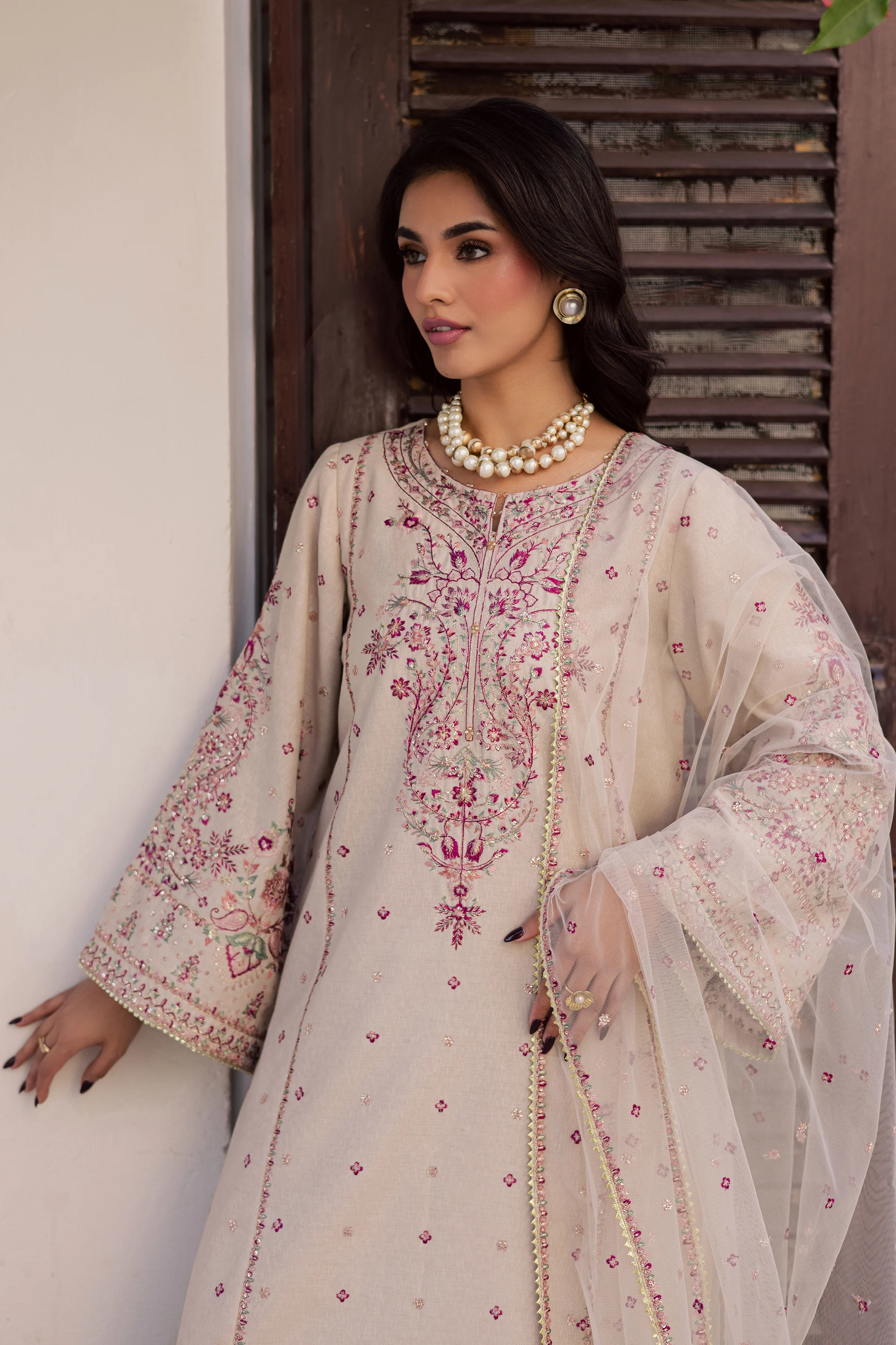 Fleur 3Pc - Embroidered Karandi Dress - Image 2