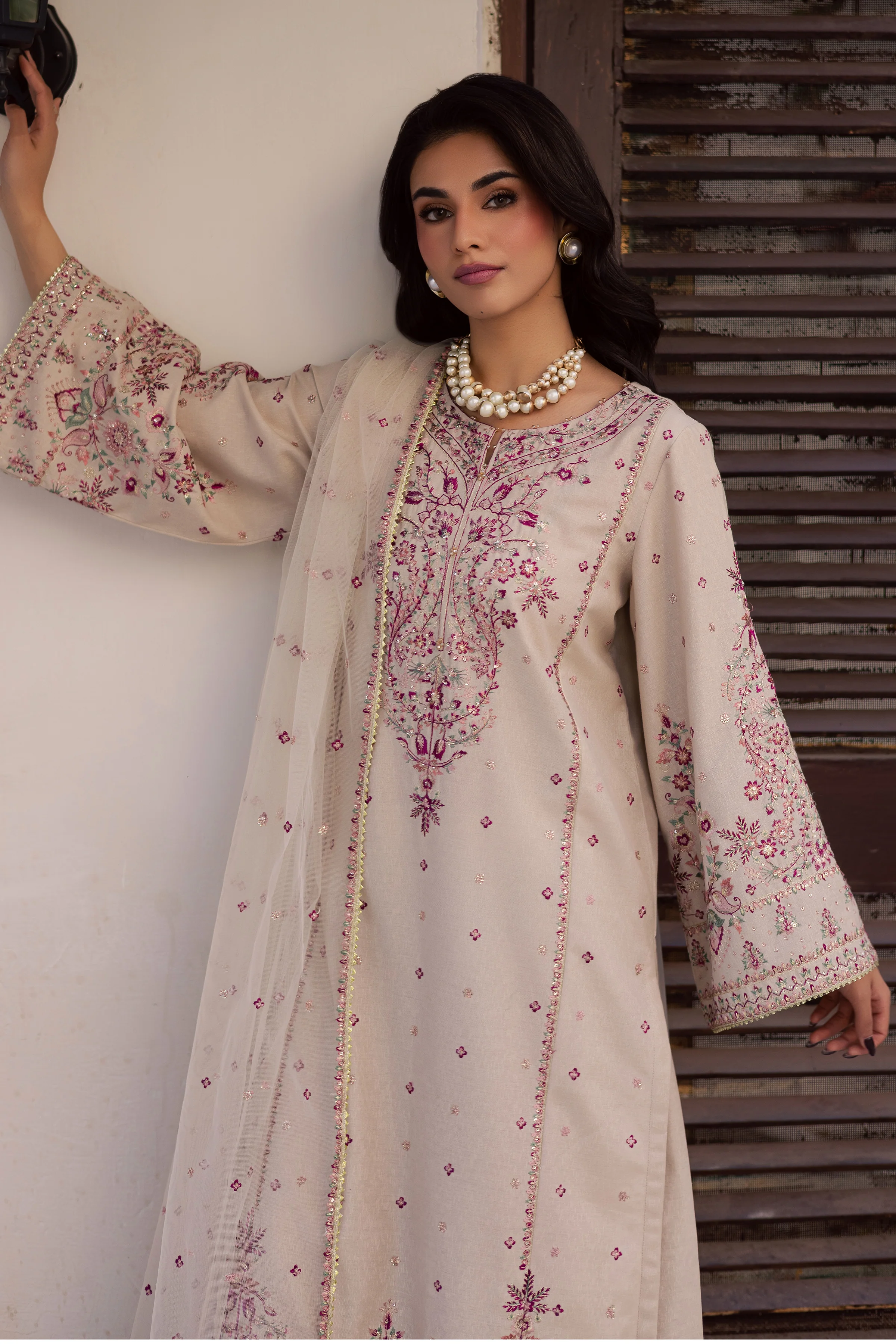 Fleur 3Pc - Embroidered Karandi Dress - Image 5