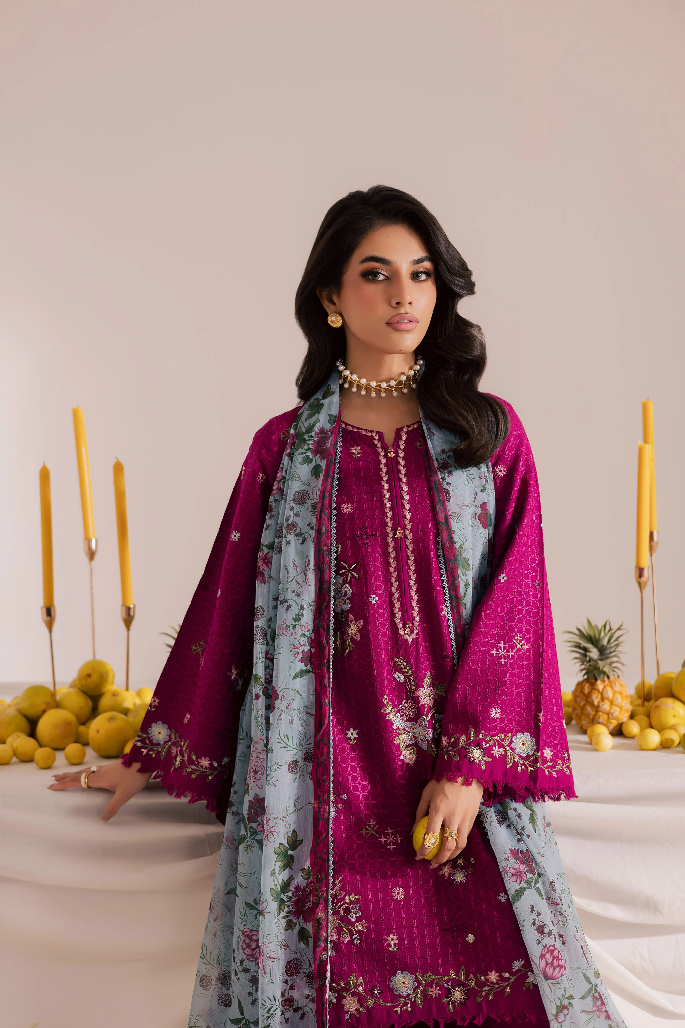 Floral Pine 3Pc - Embroidered Khaddar Dress - Image 2