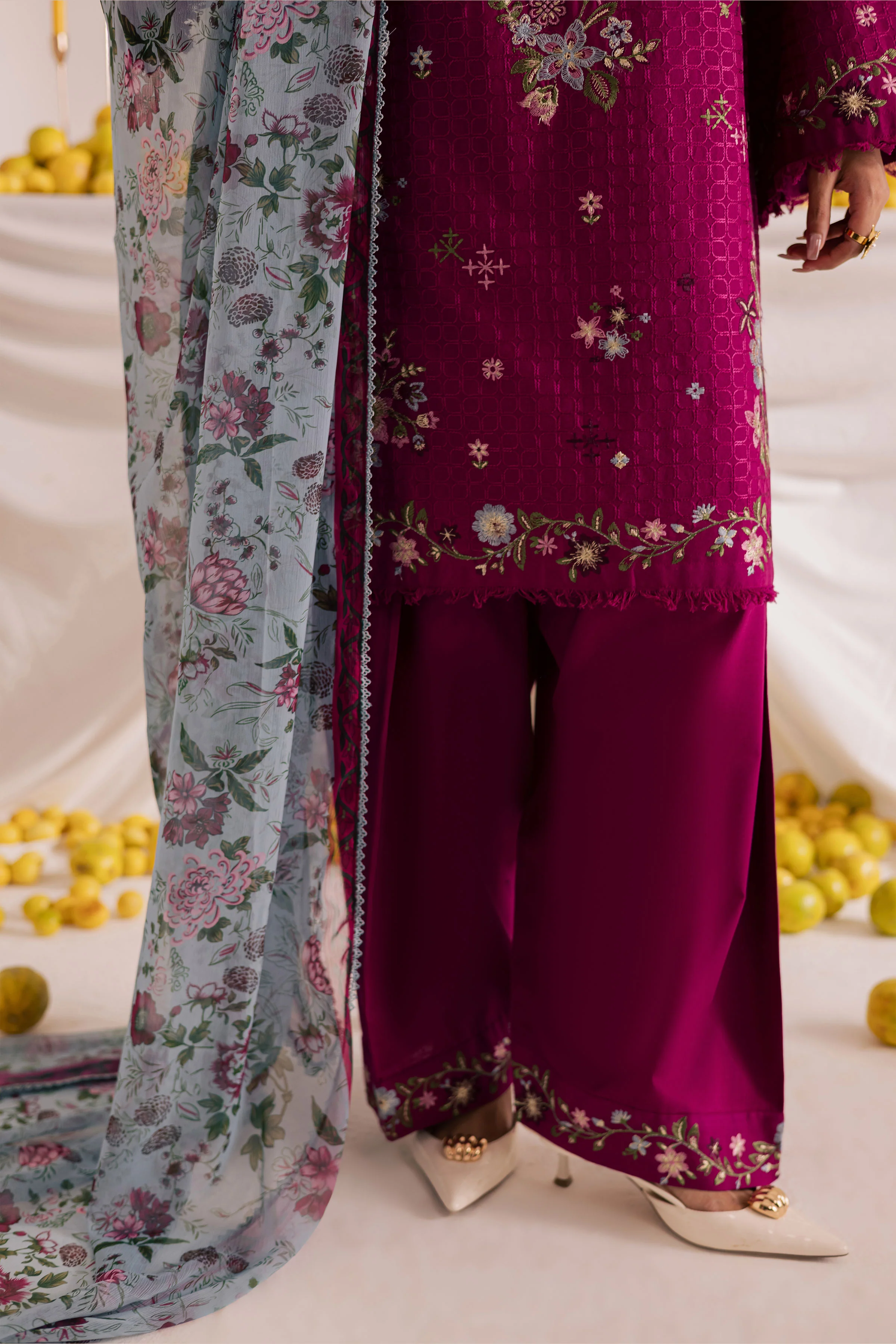 Floral Pine 3Pc - Embroidered Khaddar Dress - Image 7