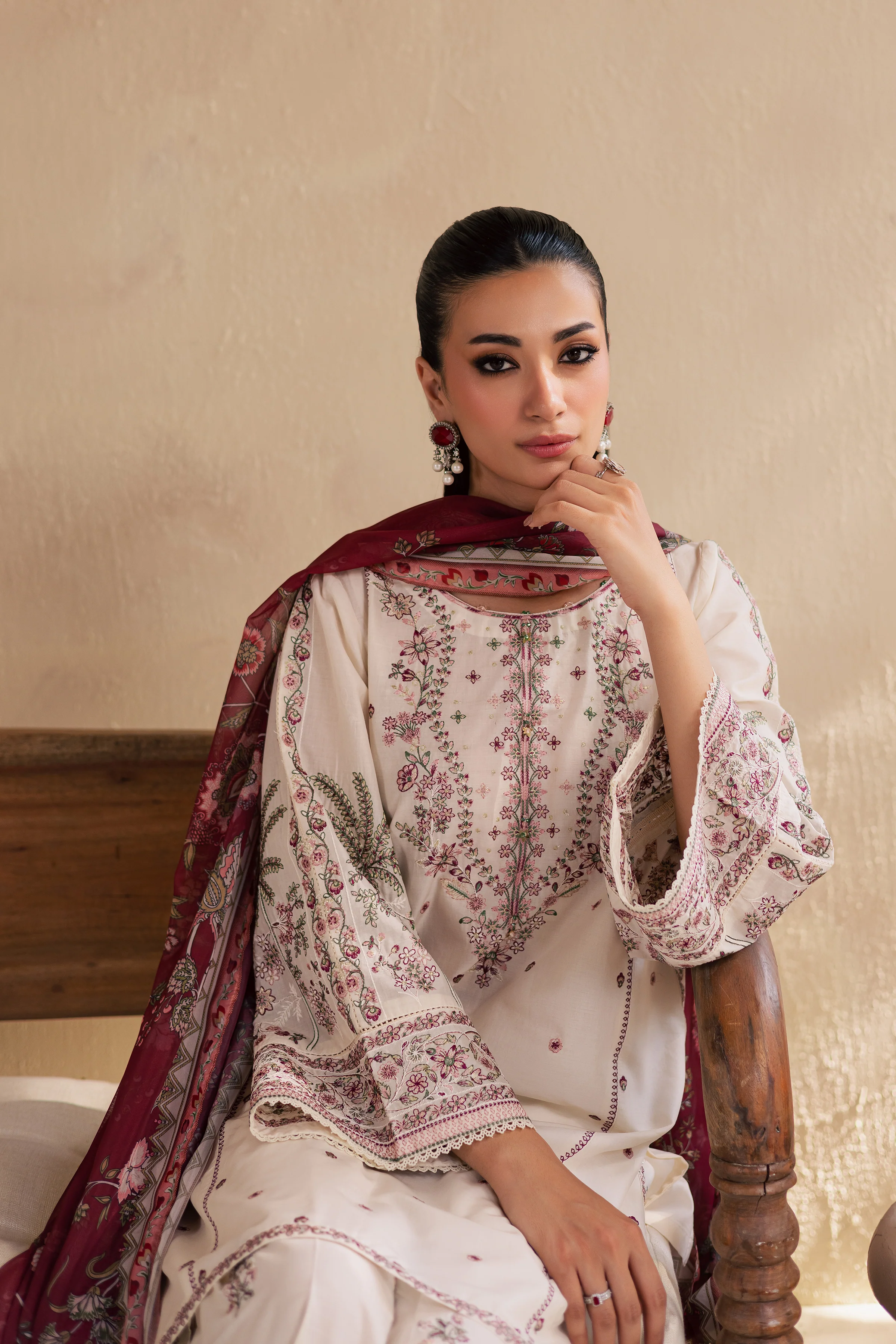 Flynn 3Pc - Embroidered Solid Dress - Image 2