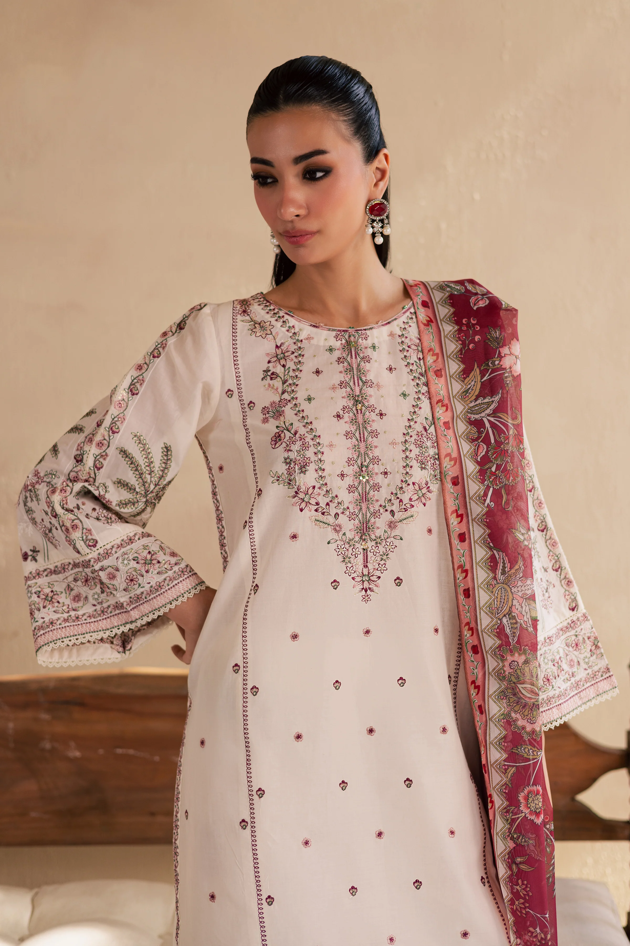 Flynn 3Pc - Embroidered Solid Dress - Image 3