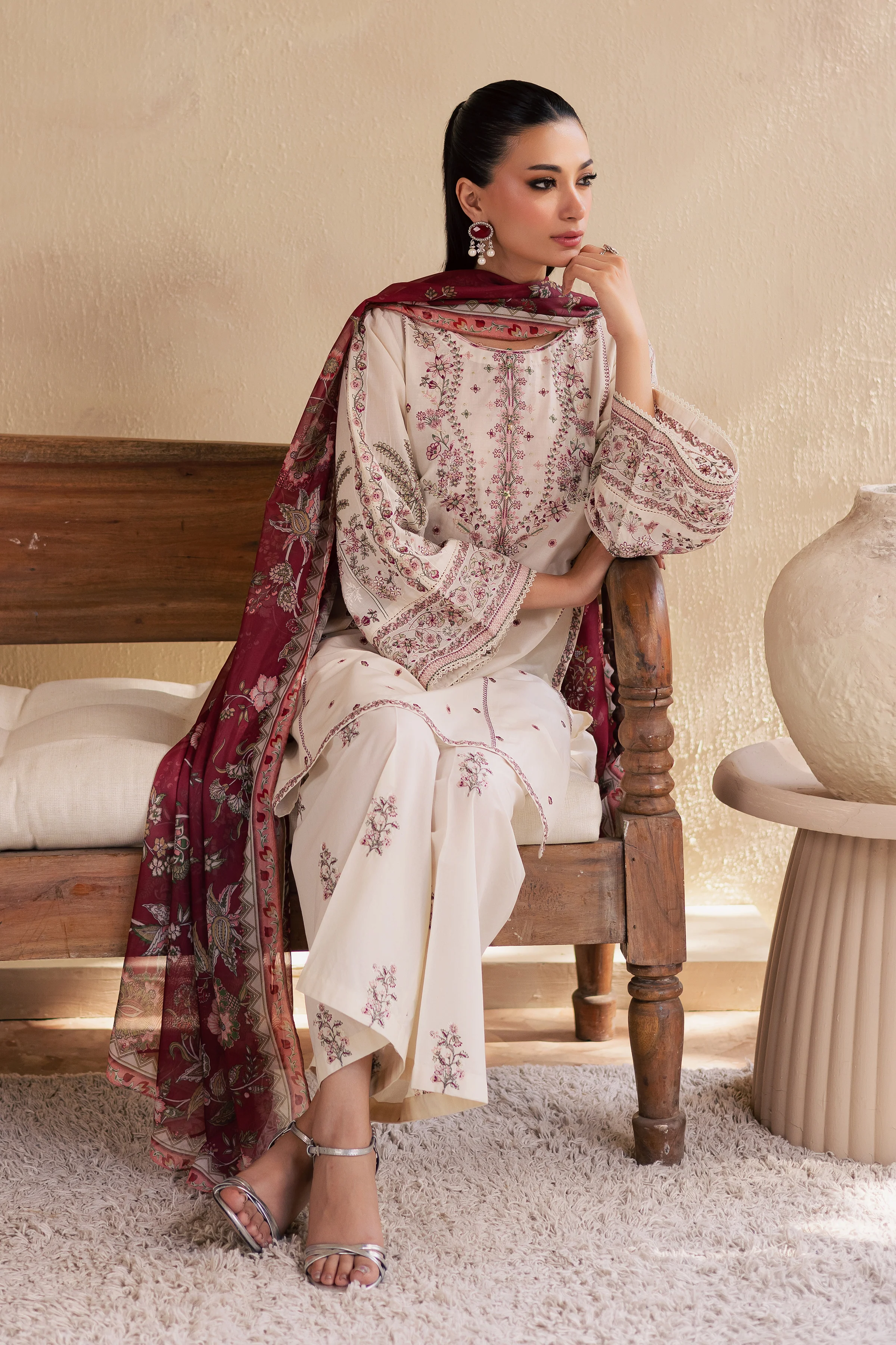 Flynn 3Pc - Embroidered Solid Dress - Image 4