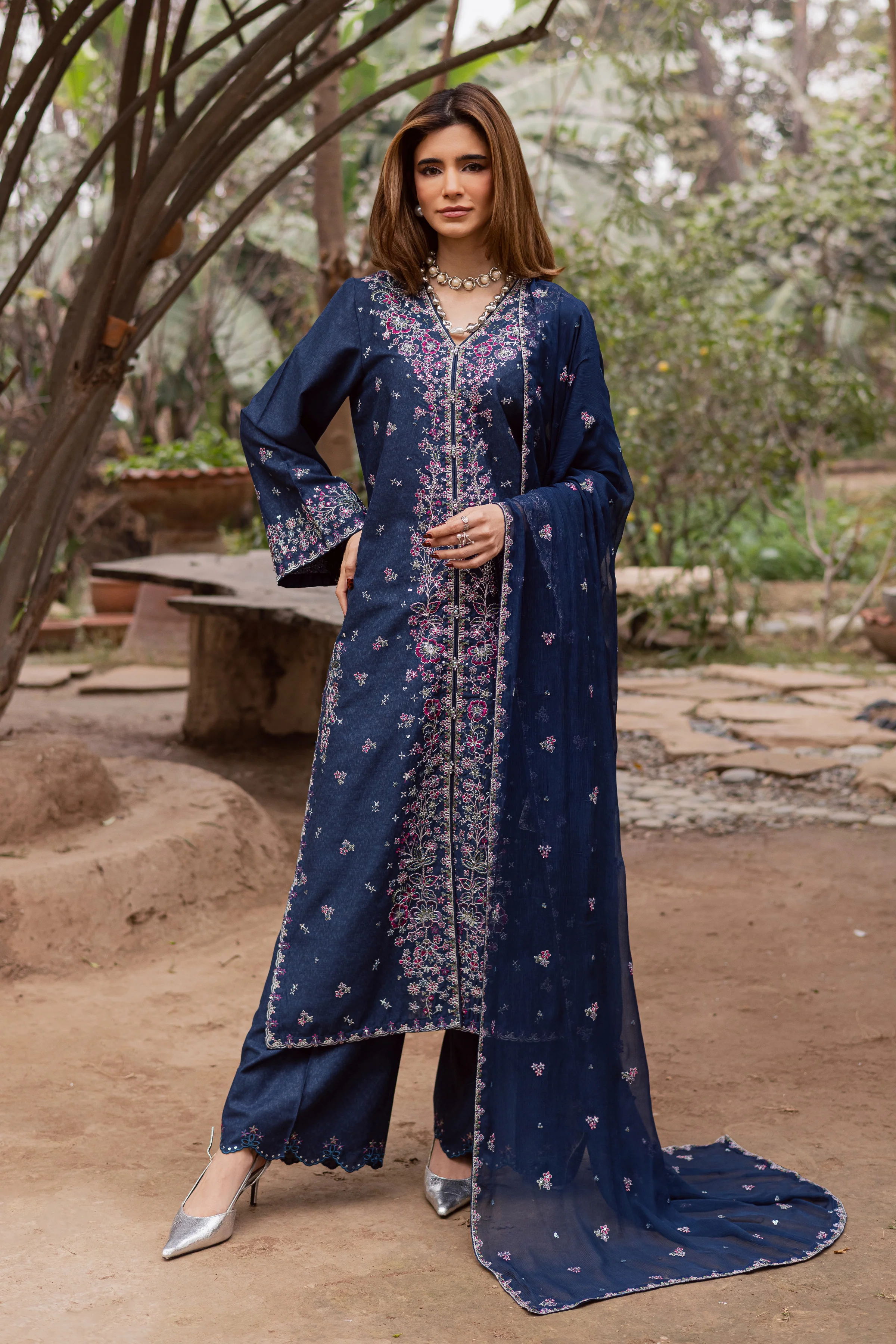 Jenisa 3Pc - Embroidered Festive Pret - Image 4