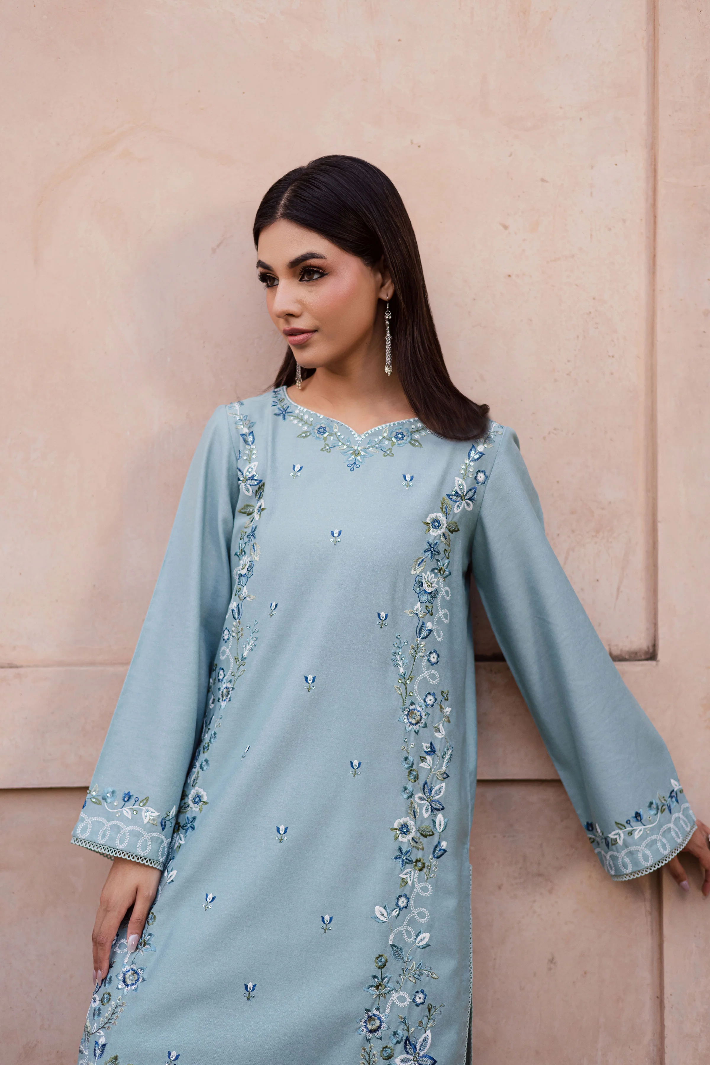 Frosty 2Pc - Embroidered Karandi Dress - Image 5