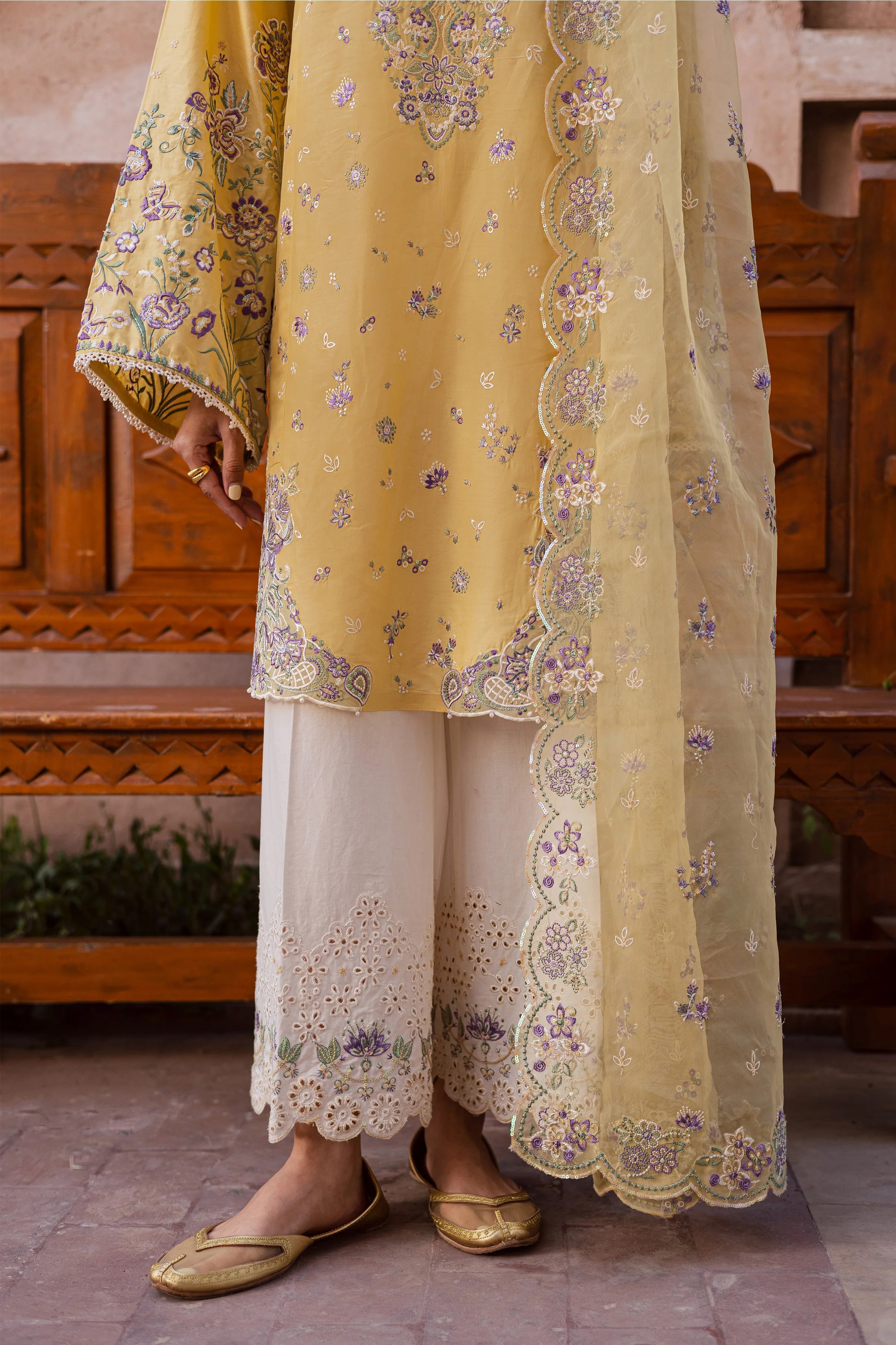 Goldilocks 3Pc - Festive Embroidered Lawn - Image 10
