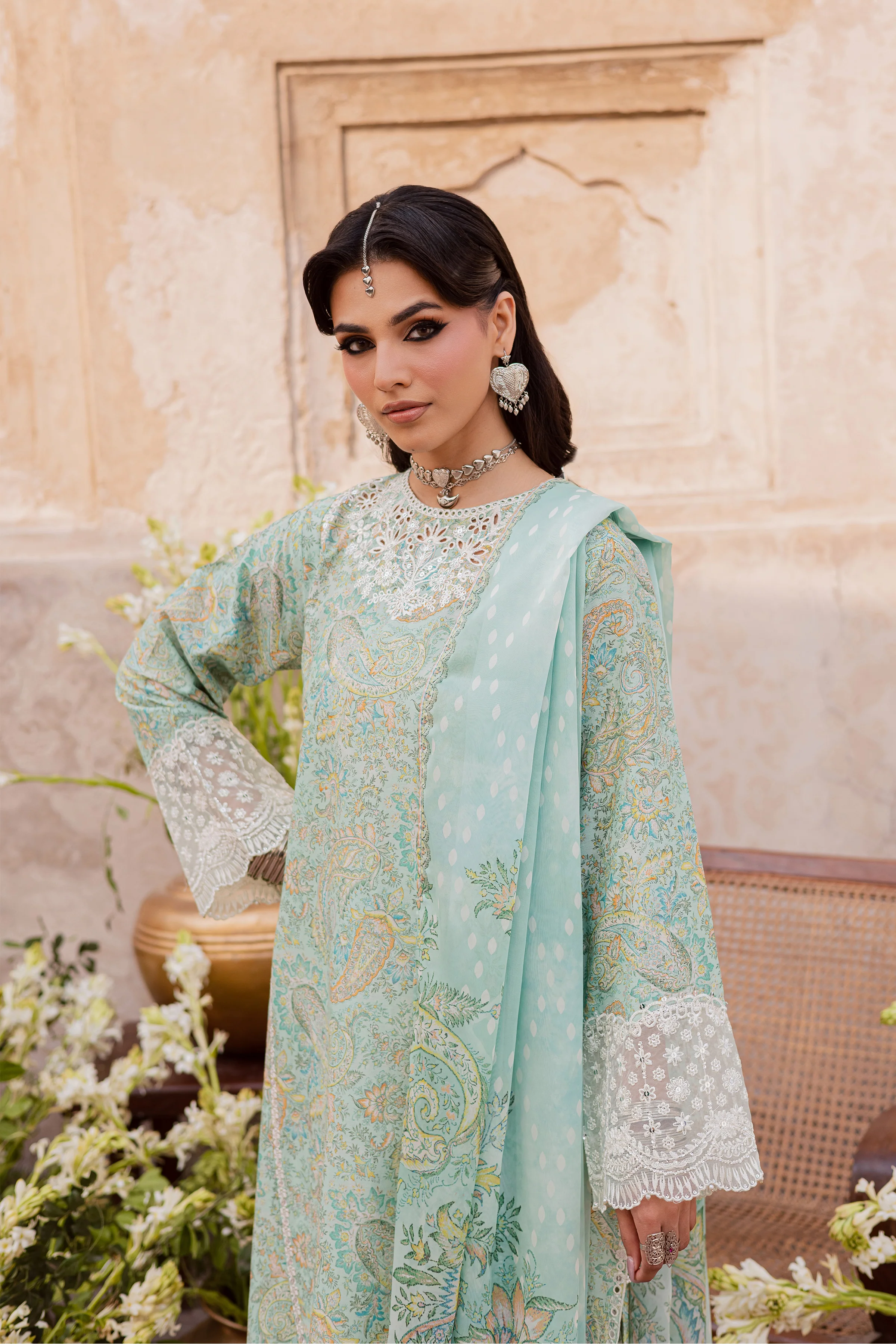 Green Elika 3Pc - Festive Eid Prints - Image 2