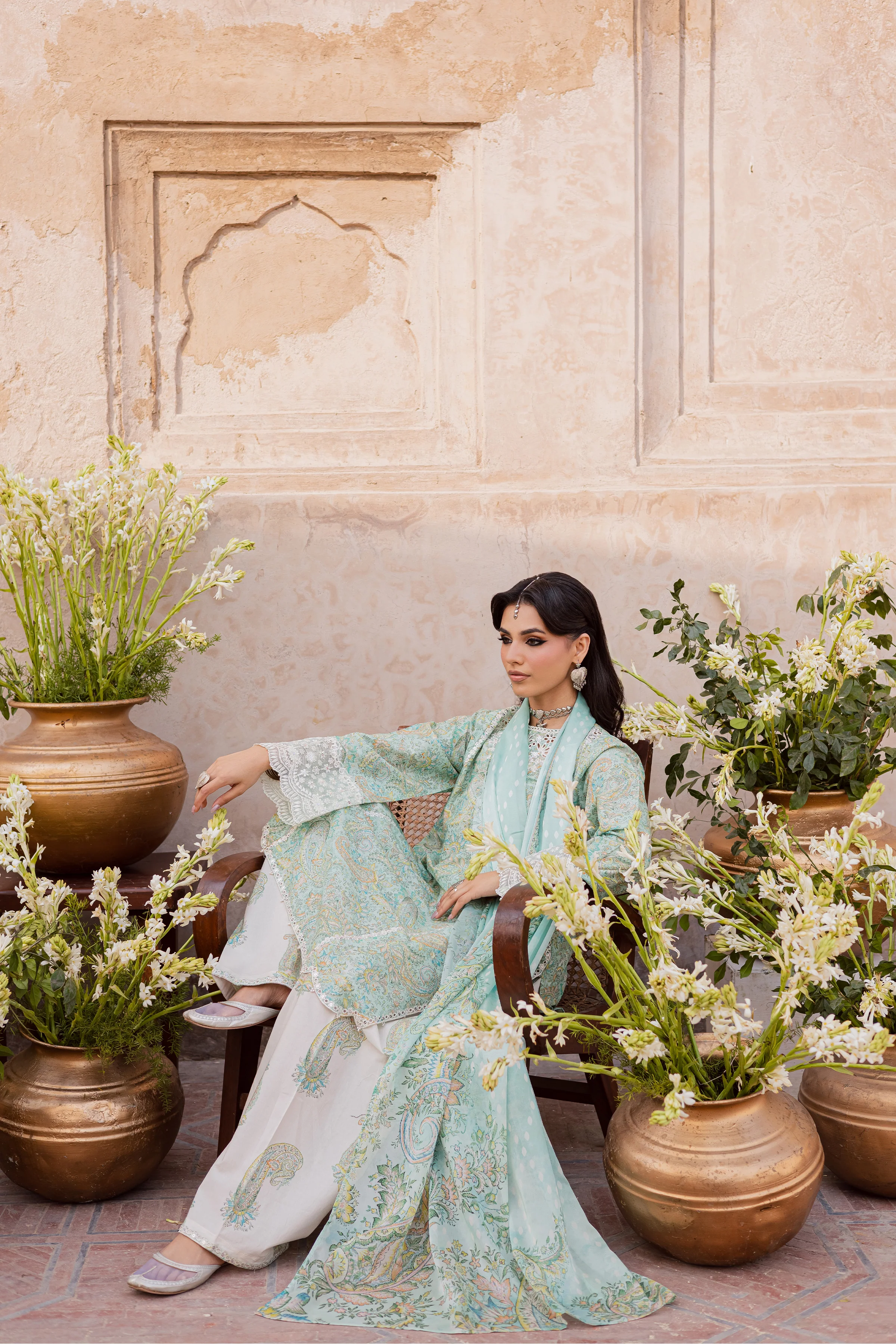 Green Elika 3Pc - Festive Eid Prints - Image 3