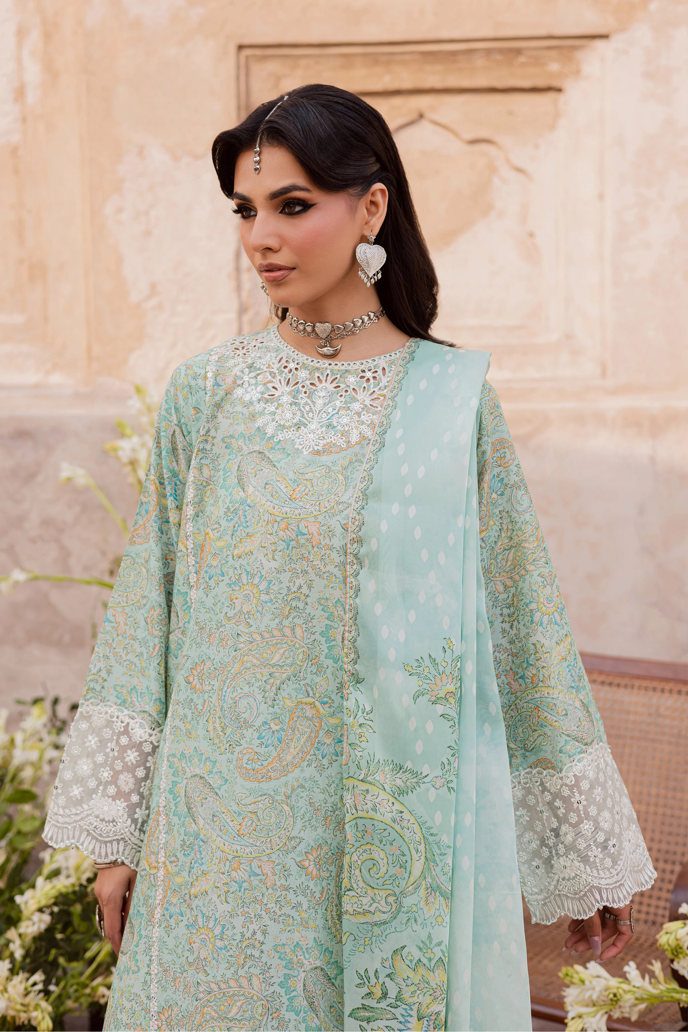 Green Elika 3Pc - Festive Eid Prints - Image 5