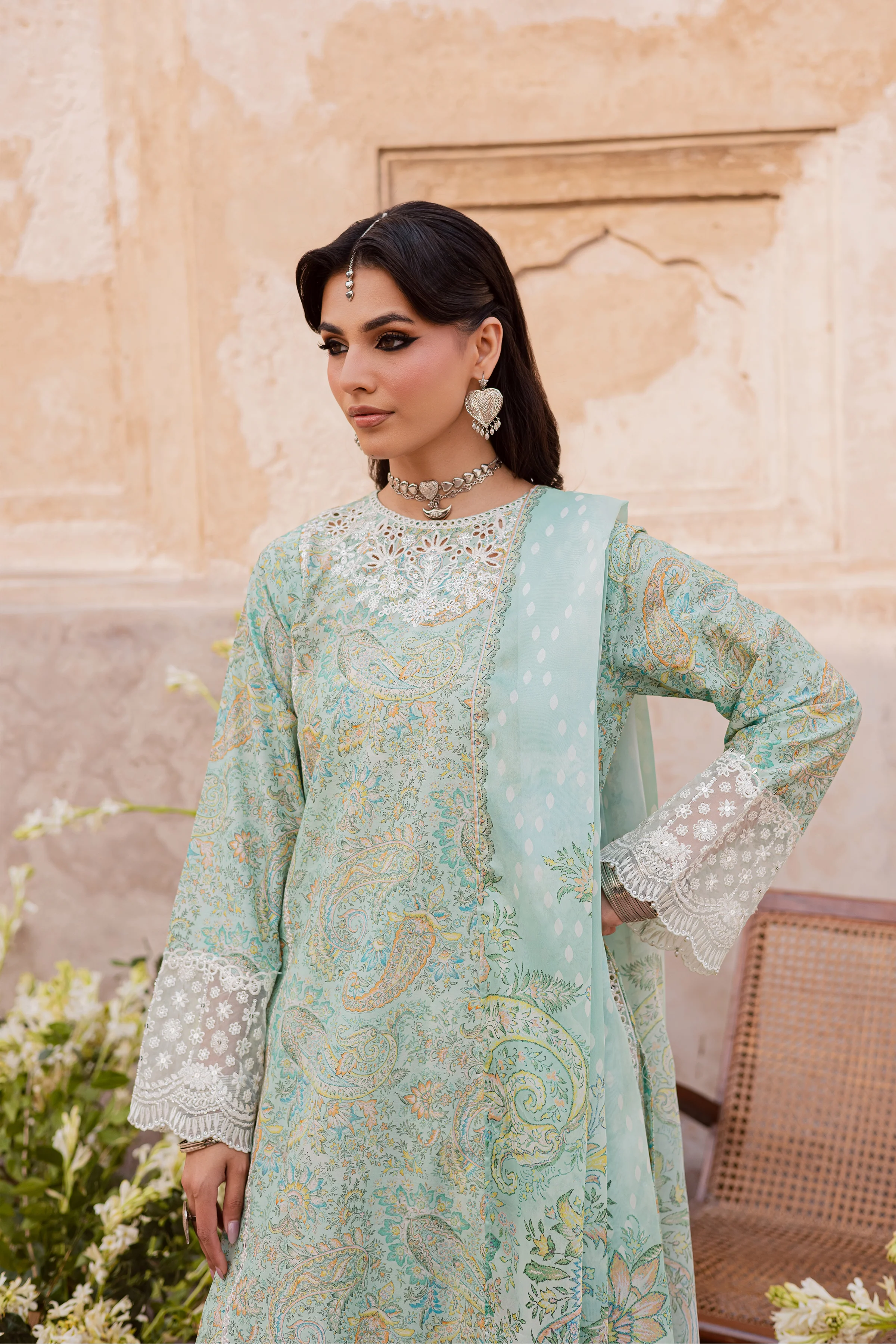 Green Elika 3Pc - Festive Eid Prints - Image 7