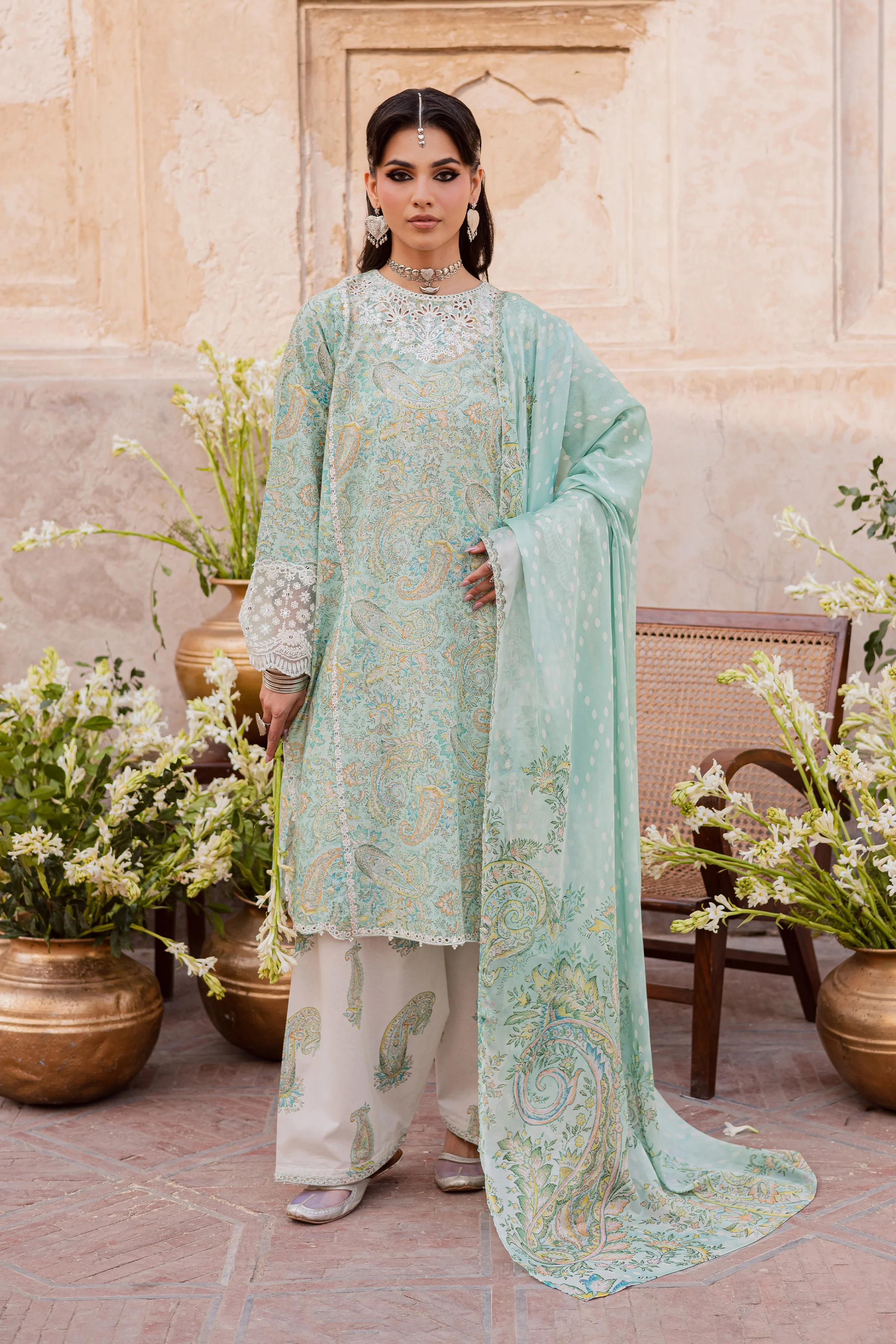 Green Elika 3Pc - Festive Eid Prints - Image 8