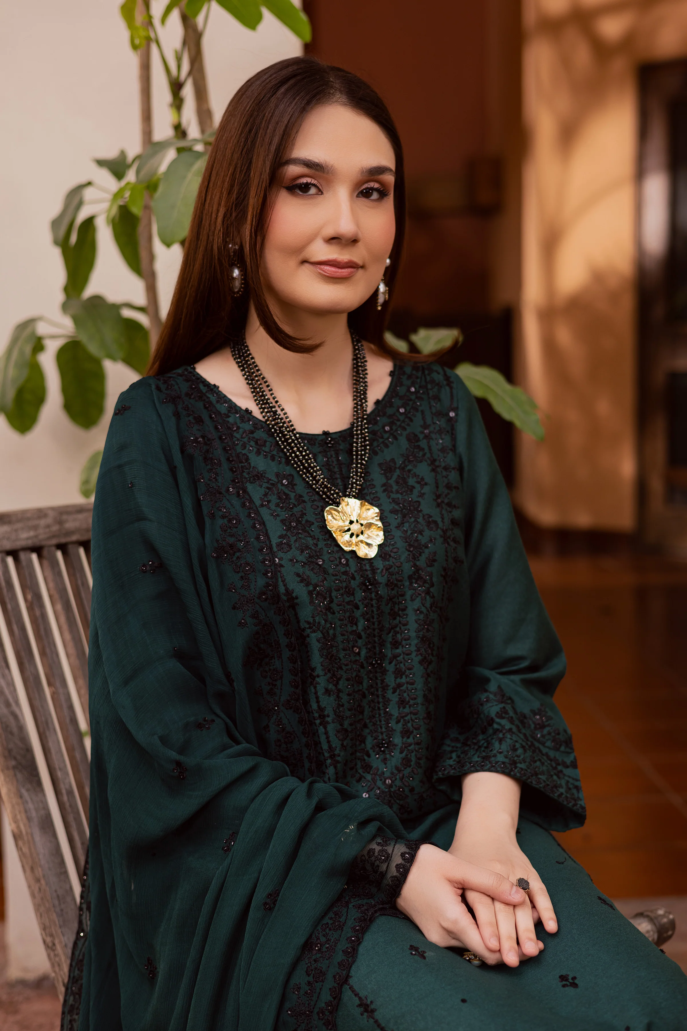 Green Lamia 3Pc - Embroidered Festive Pret - Image 5