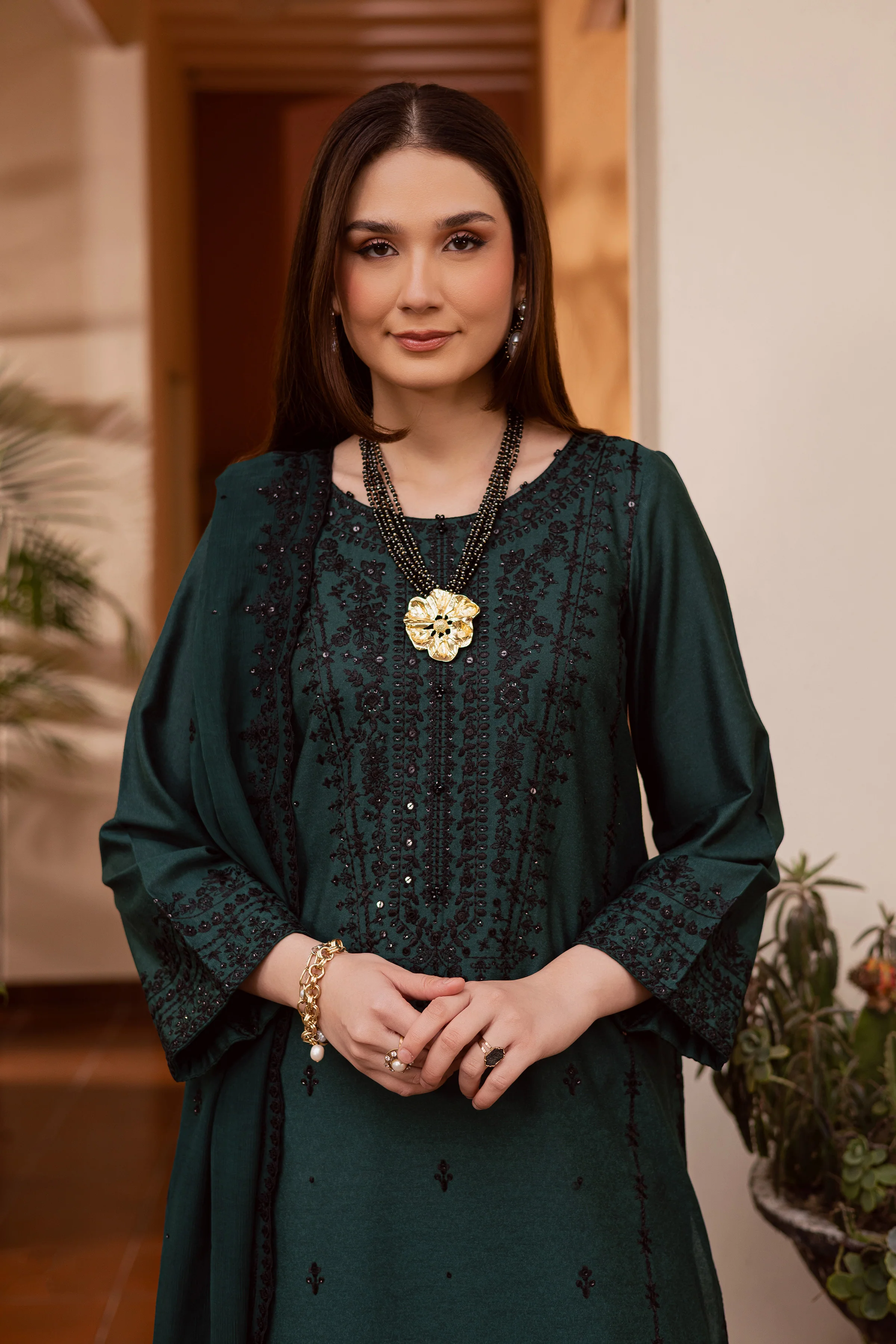 Green Lamia 3Pc - Embroidered Festive Pret - Image 6