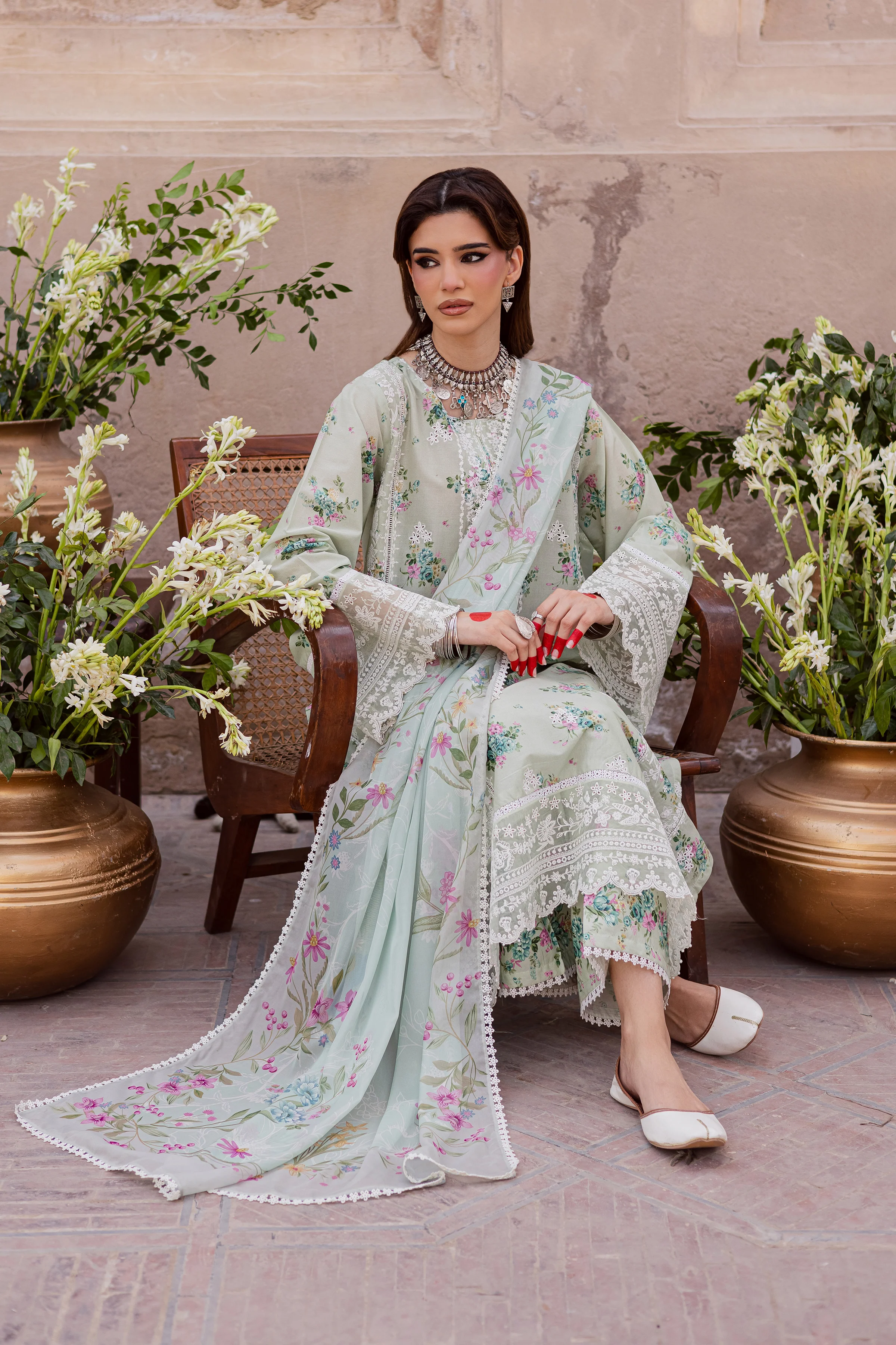 Green Pie 3Pc - Festive Eid Prints - Image 2