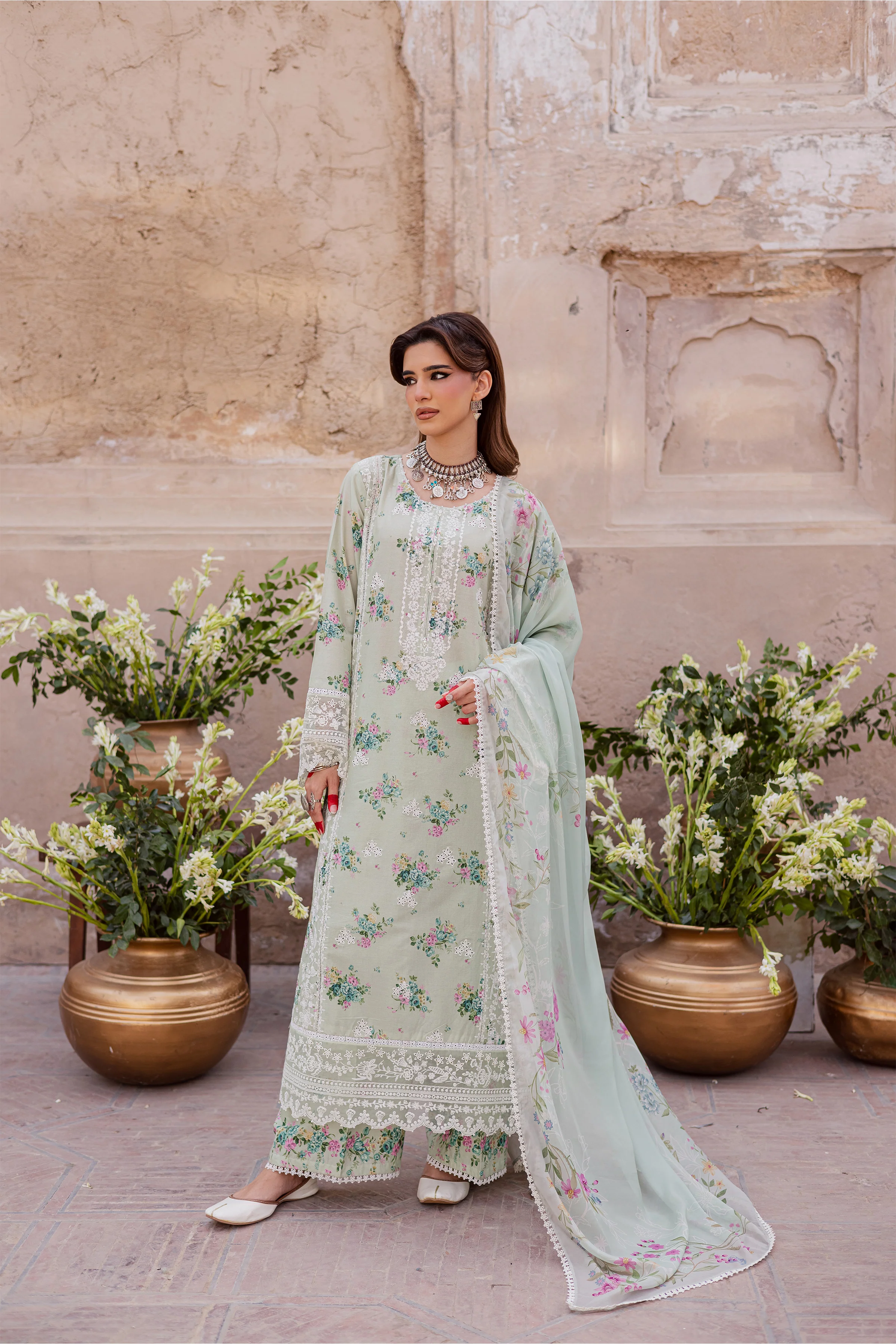 Green Pie 3Pc - Festive Eid Prints - Image 3