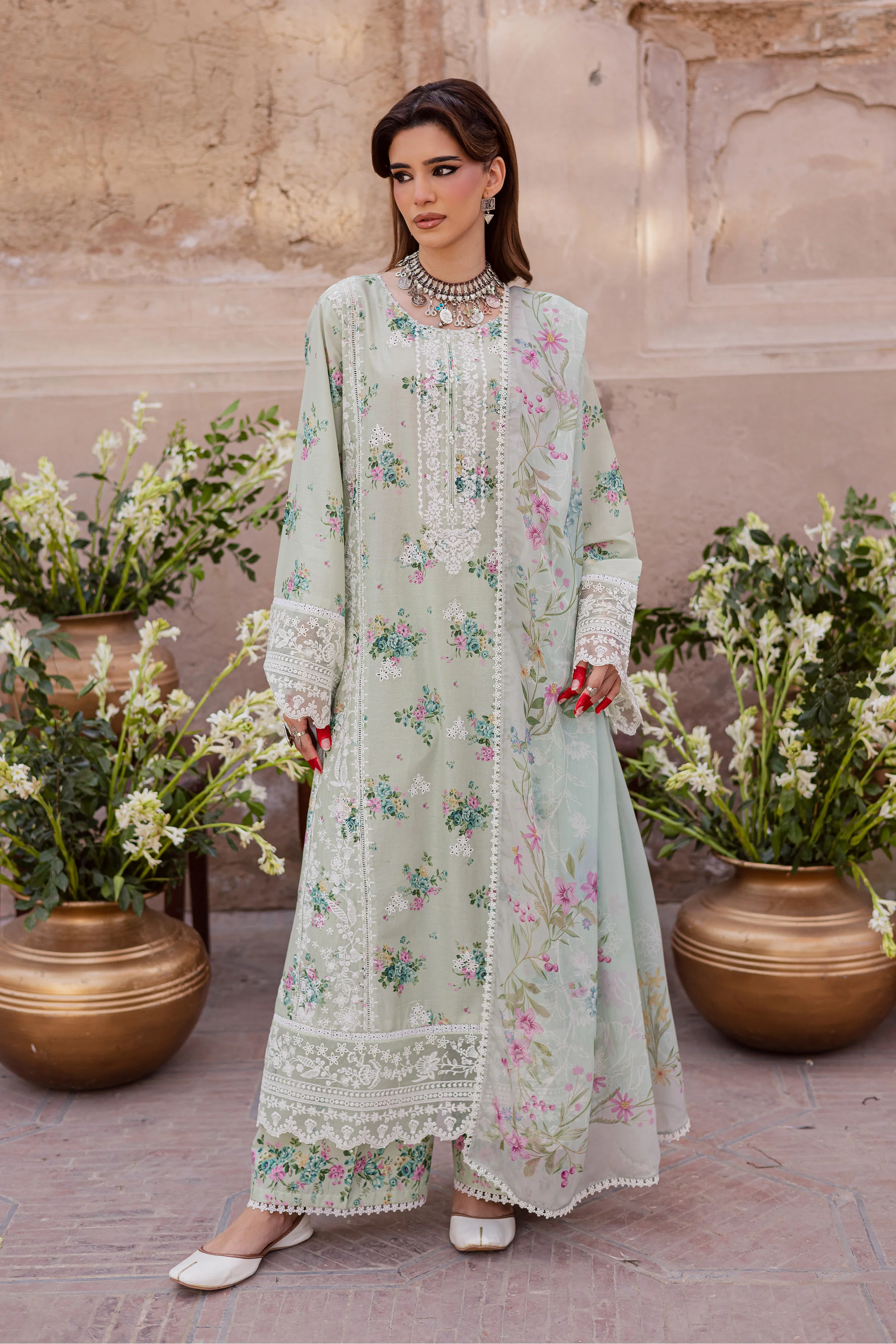 Green Pie 3Pc - Festive Eid Prints - Image 4