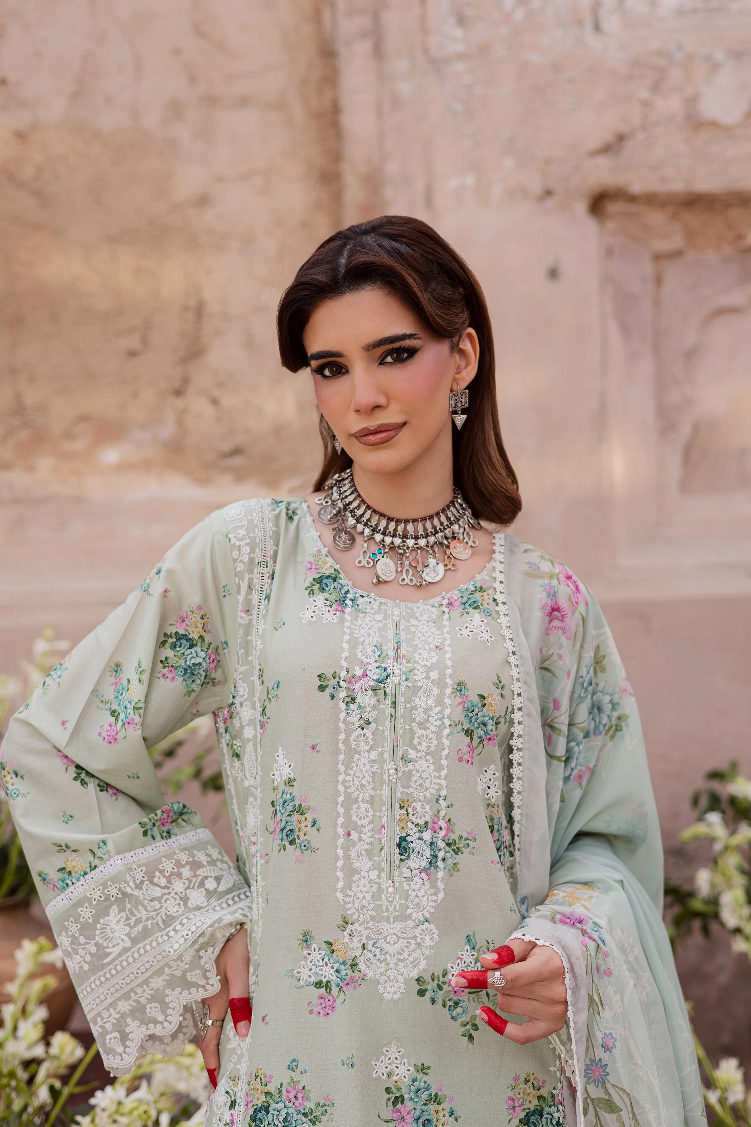 Green Pie 3Pc - Festive Eid Prints - Image 5