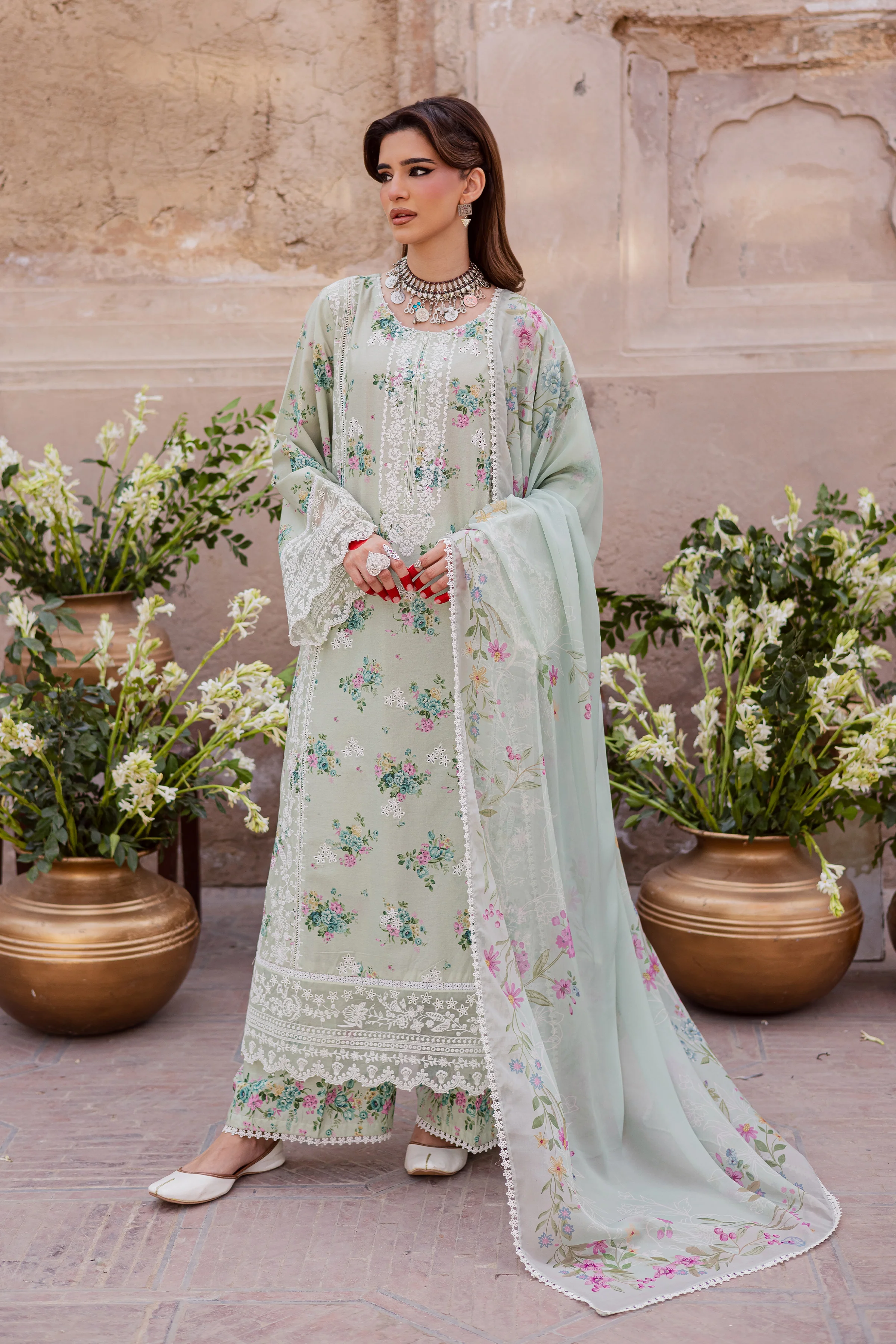 Green Pie 3Pc - Festive Eid Prints - Image 6