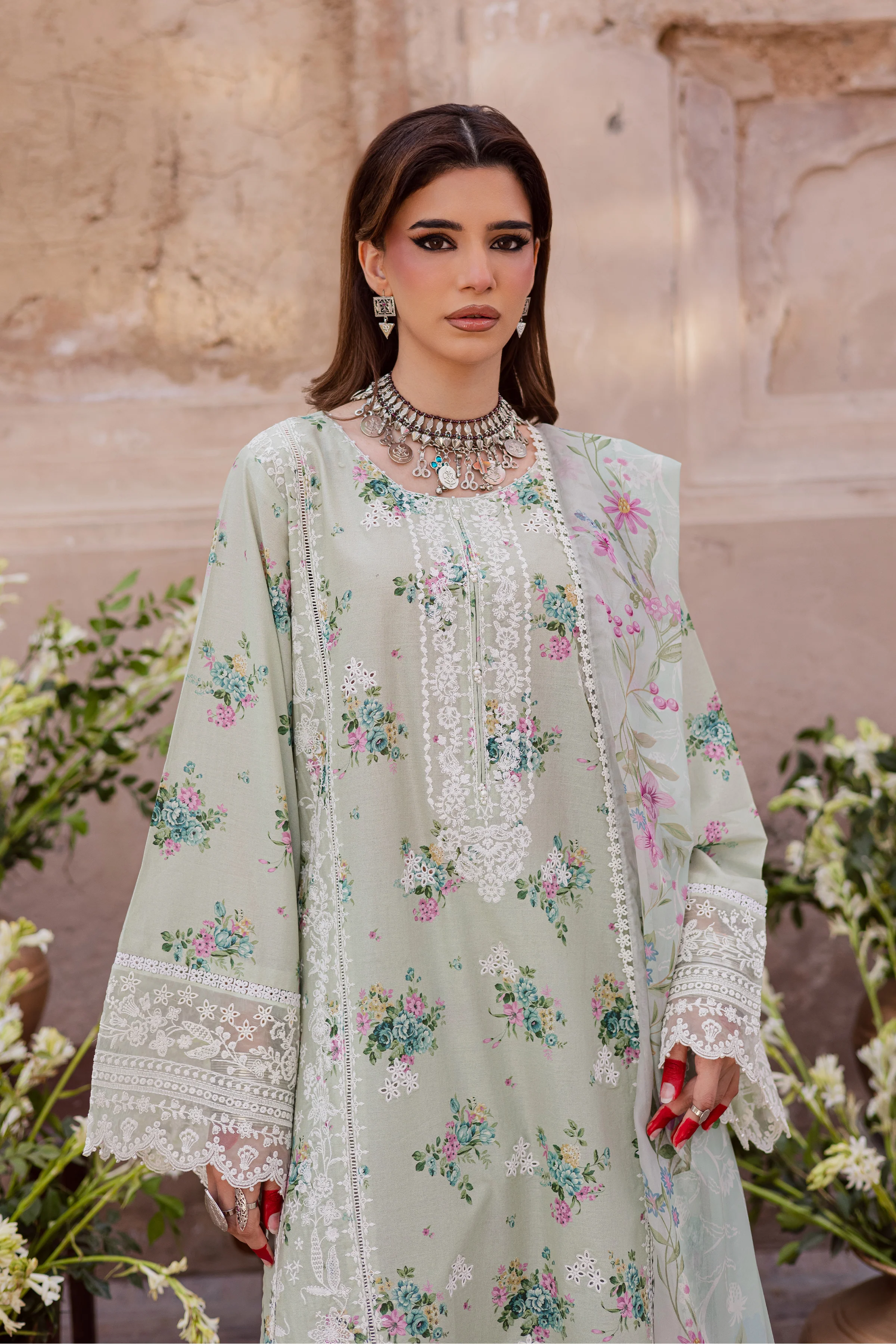 Green Pie 3Pc - Festive Eid Prints - Image 7