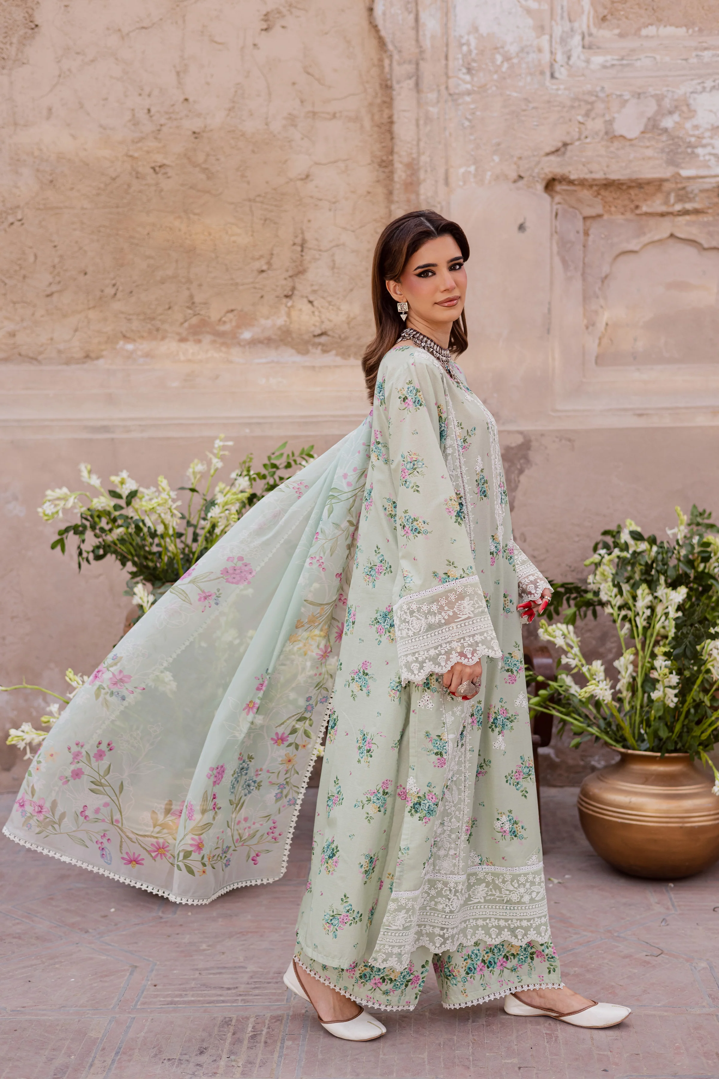 Green Pie 3Pc - Festive Eid Prints - Image 8