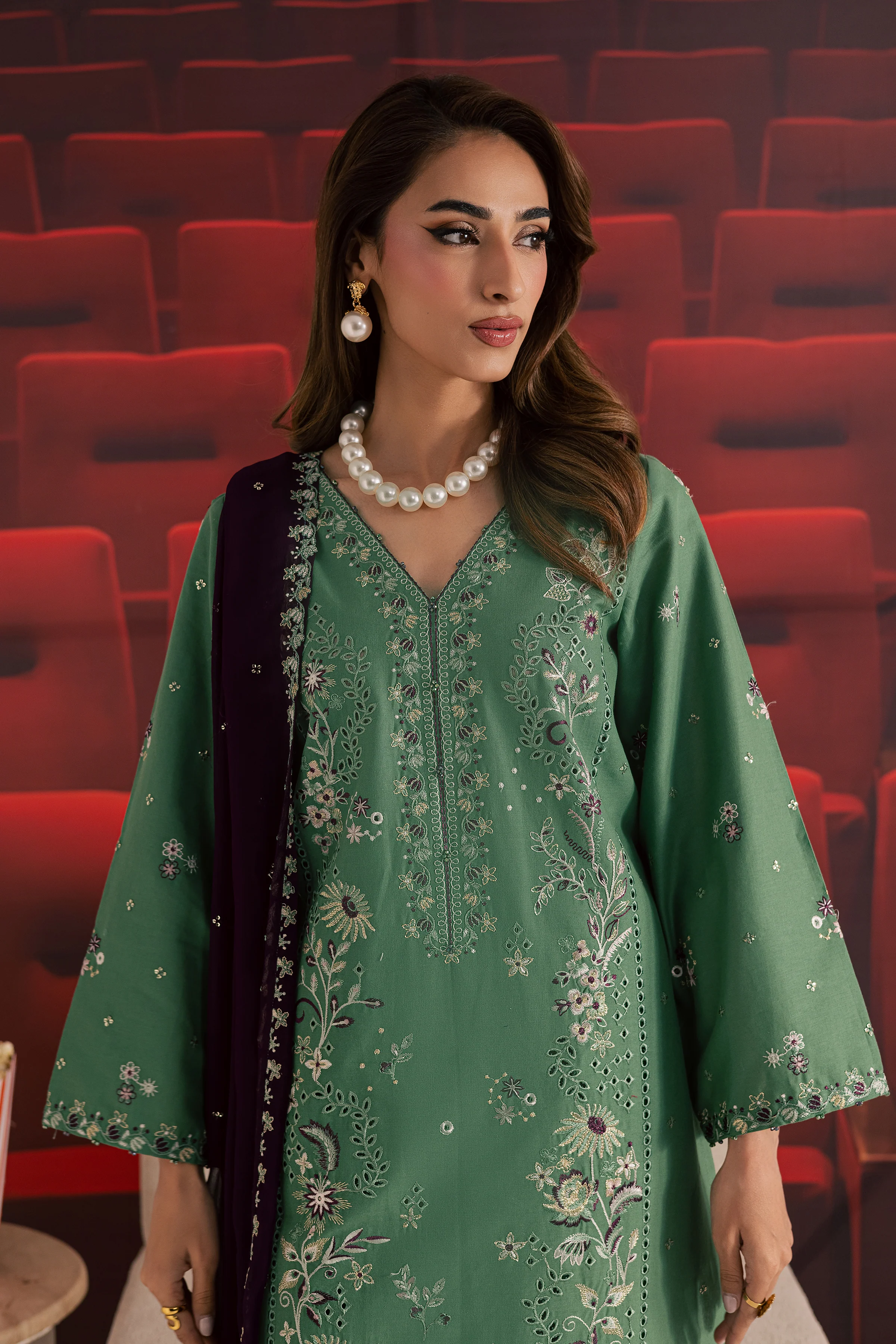Green Spruce 3Pc - Embroidered Khaddar Dress - Image 10