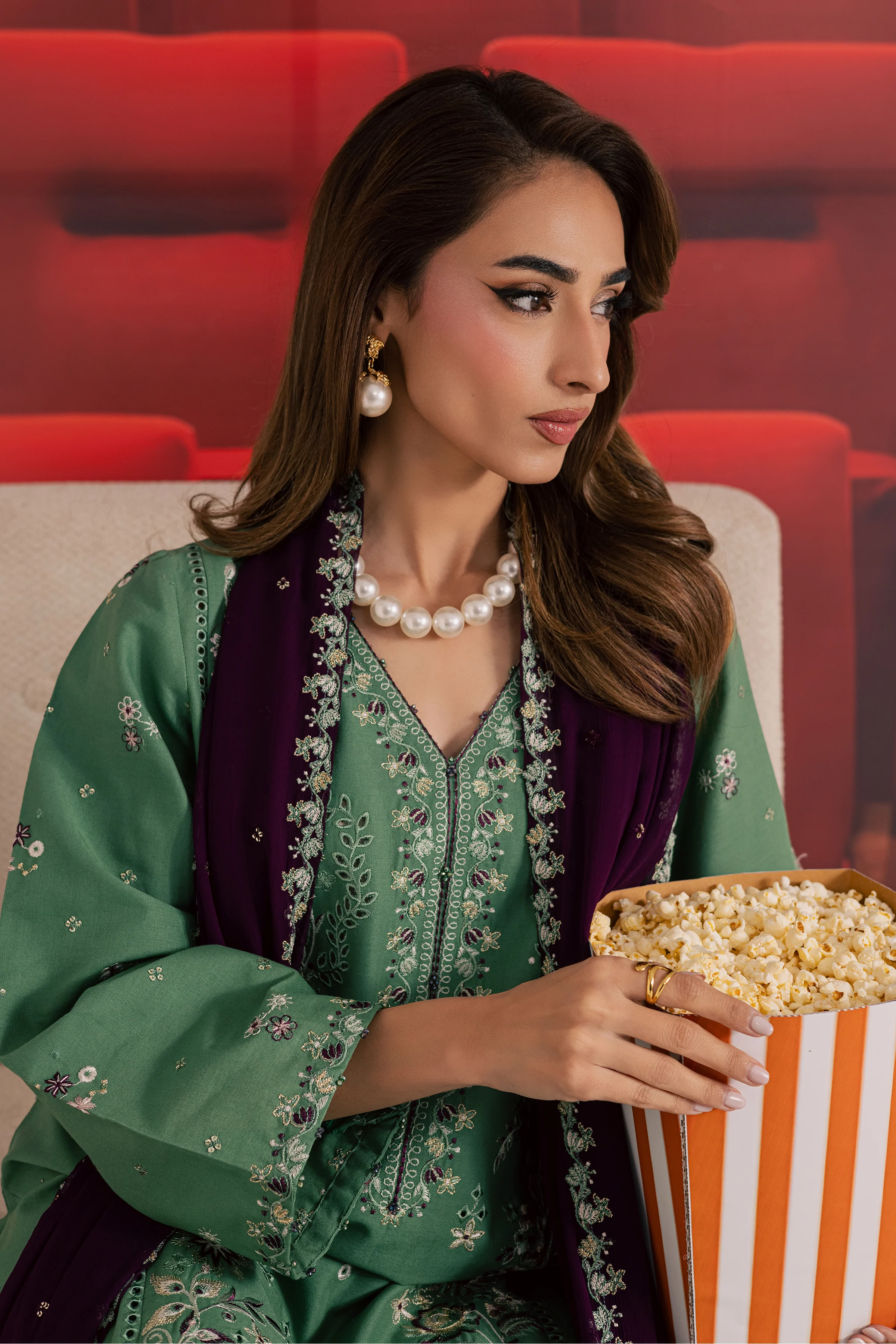 Green Spruce 3Pc - Embroidered Khaddar Dress - Image 2