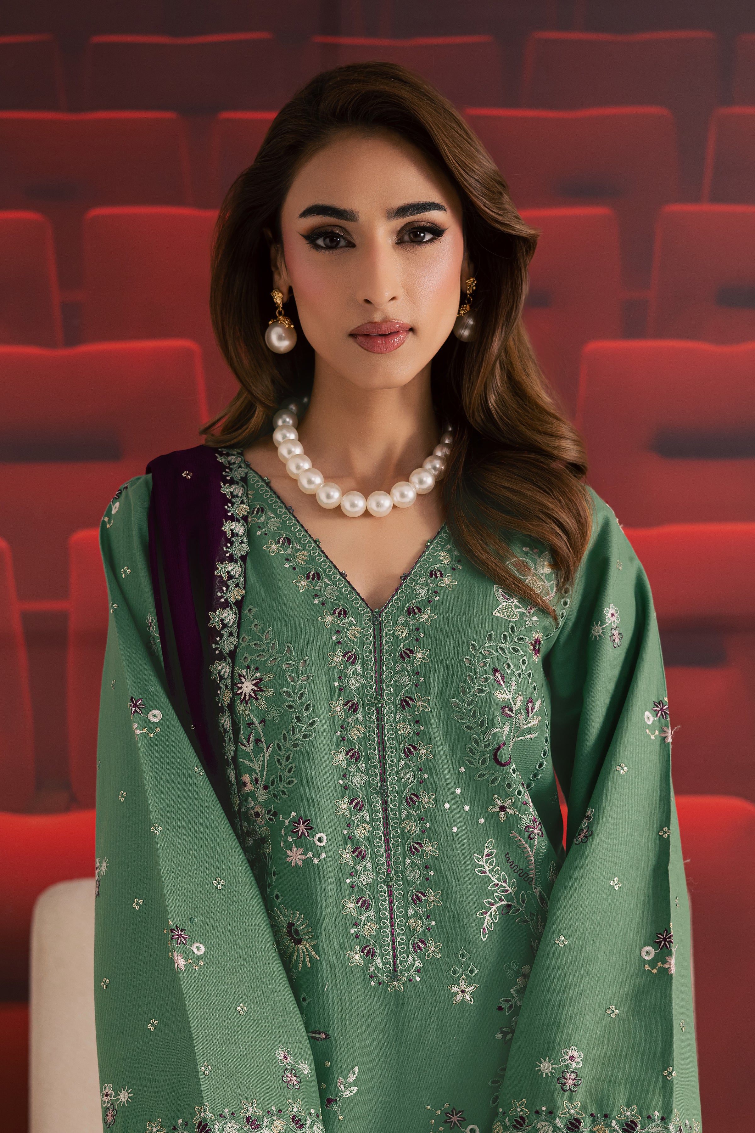 Green Spruce 3Pc - Embroidered Khaddar Dress - Image 8