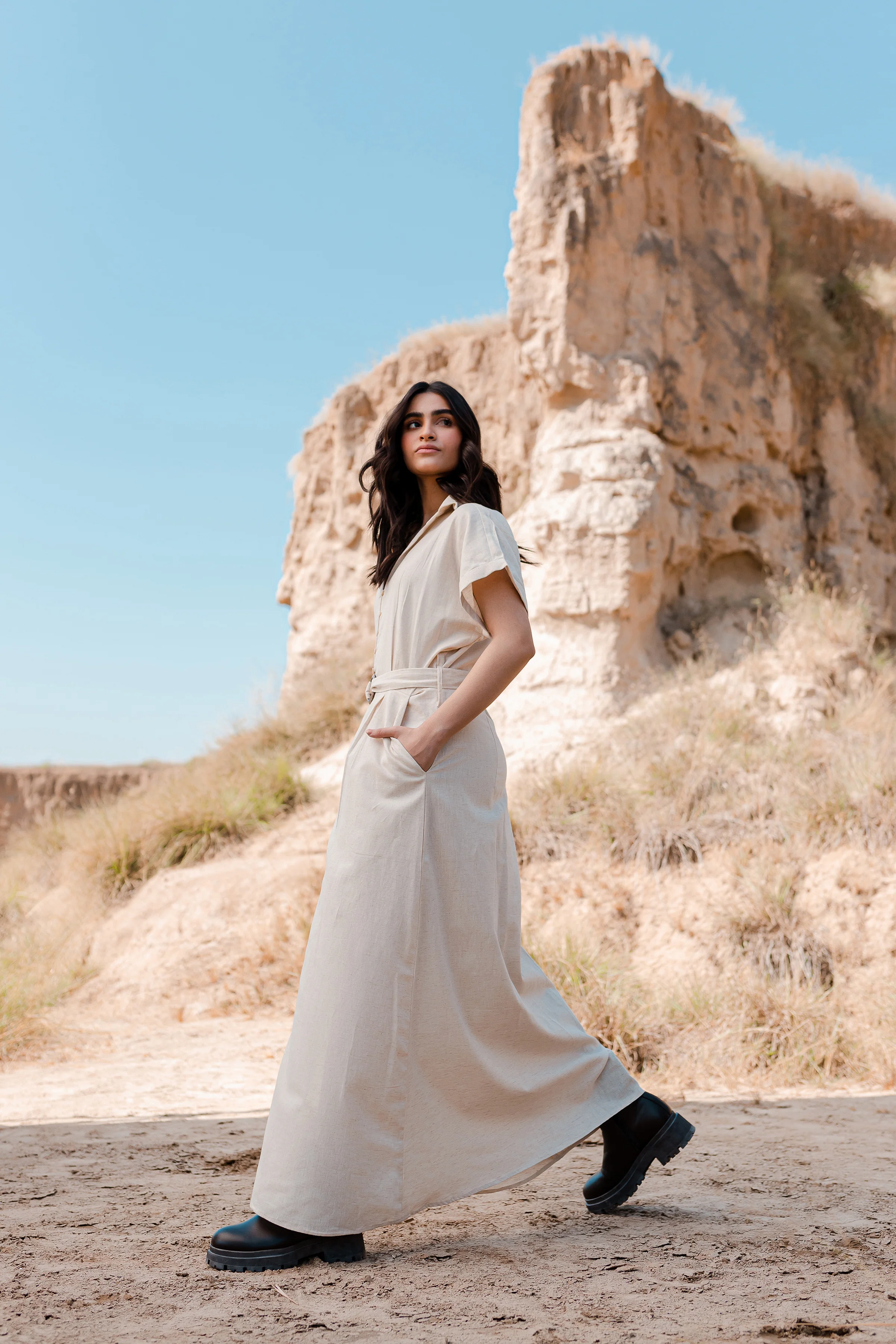 Greige Drop Shoulder Dress - 1Pc - Image 13