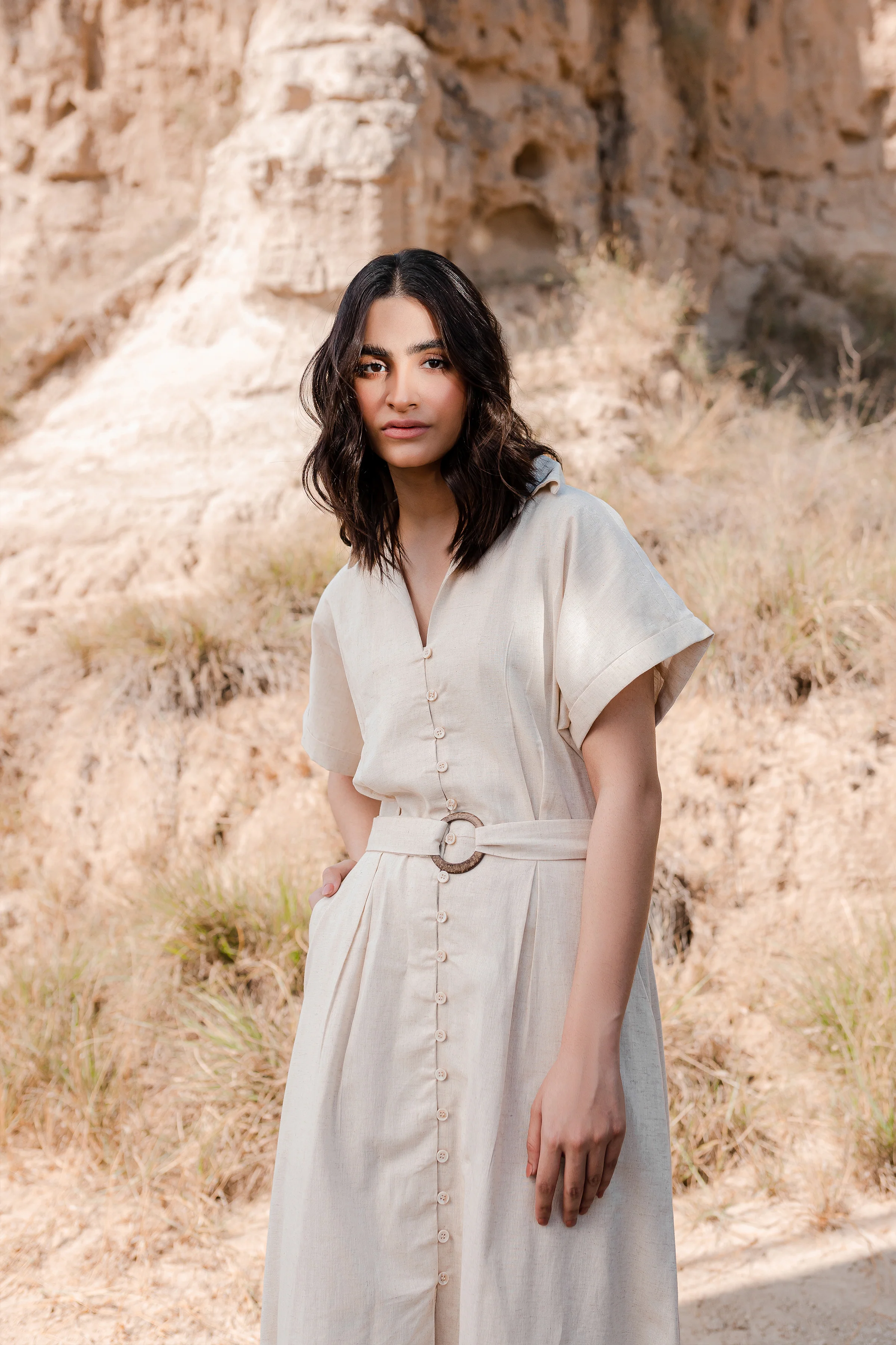 Greige Drop Shoulder Dress - 1Pc - Image 14