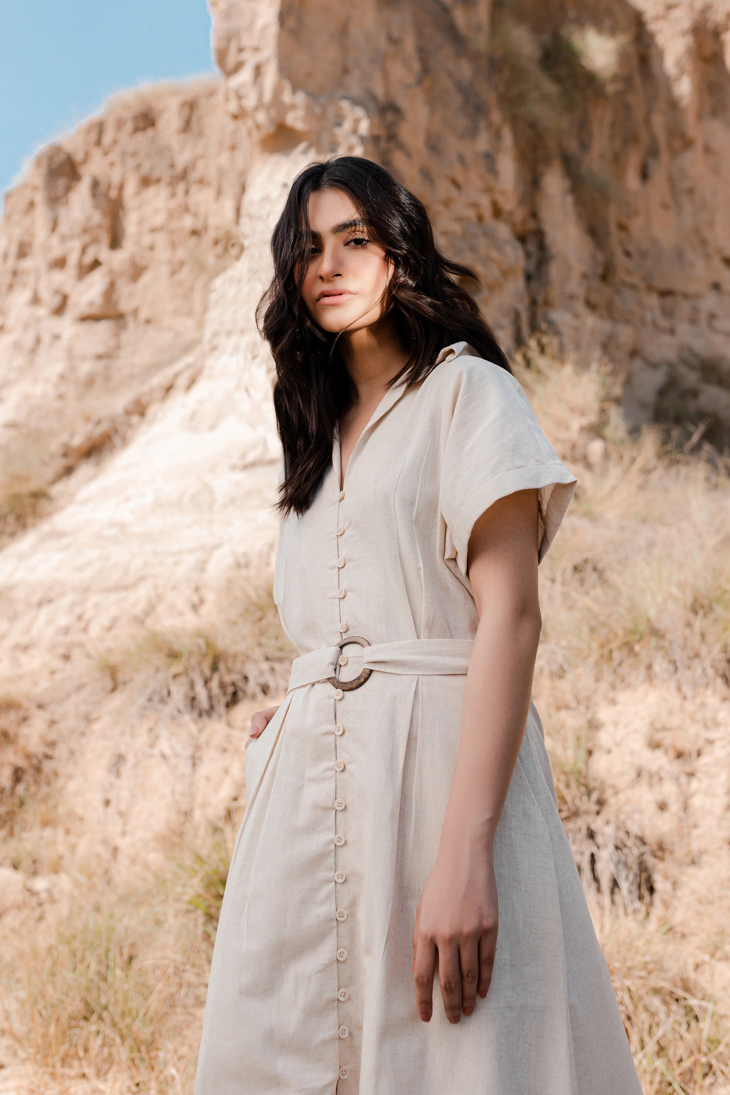 Greige Drop Shoulder Dress - 1Pc - Image 4