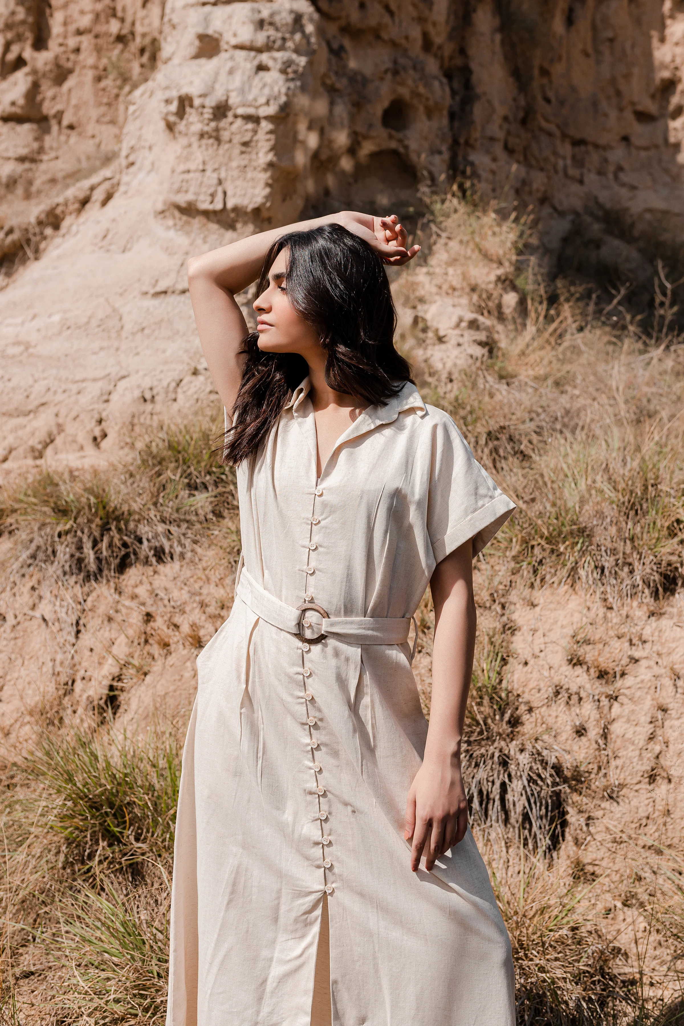 Greige Drop Shoulder Dress - 1Pc - Image 8