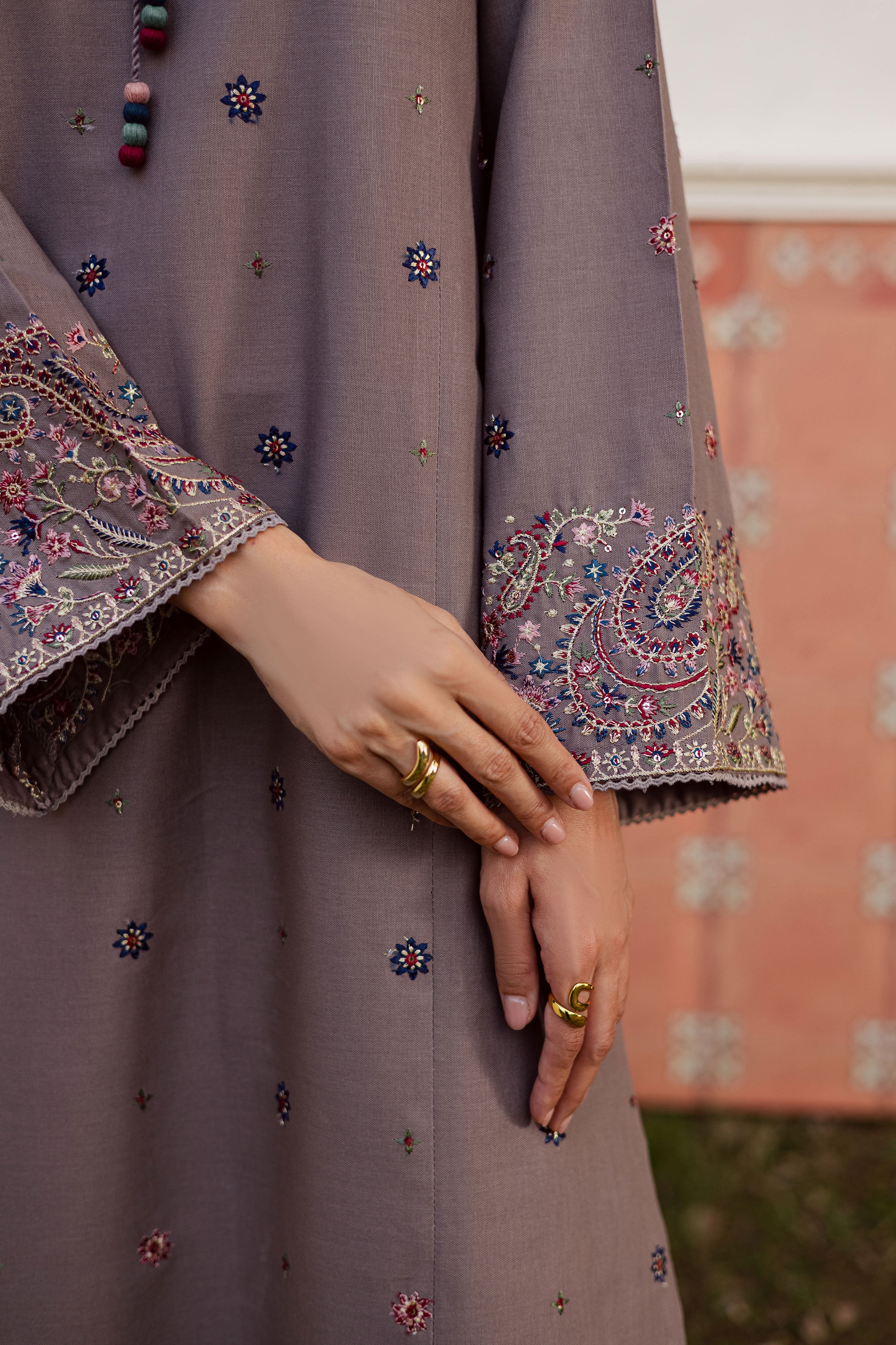 Grey Riha 2Pc - Embroidered Khaddar Dress - Image 5