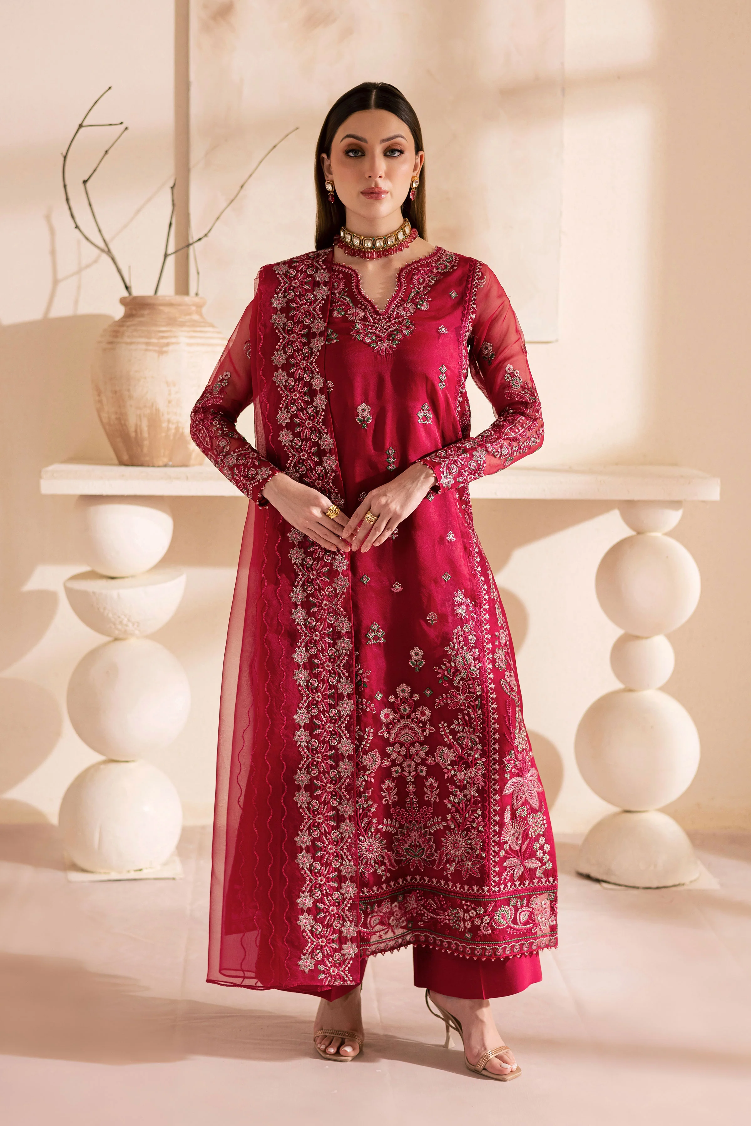 Gulshan Zara 3Pc - Embroidered Luxe Pret
