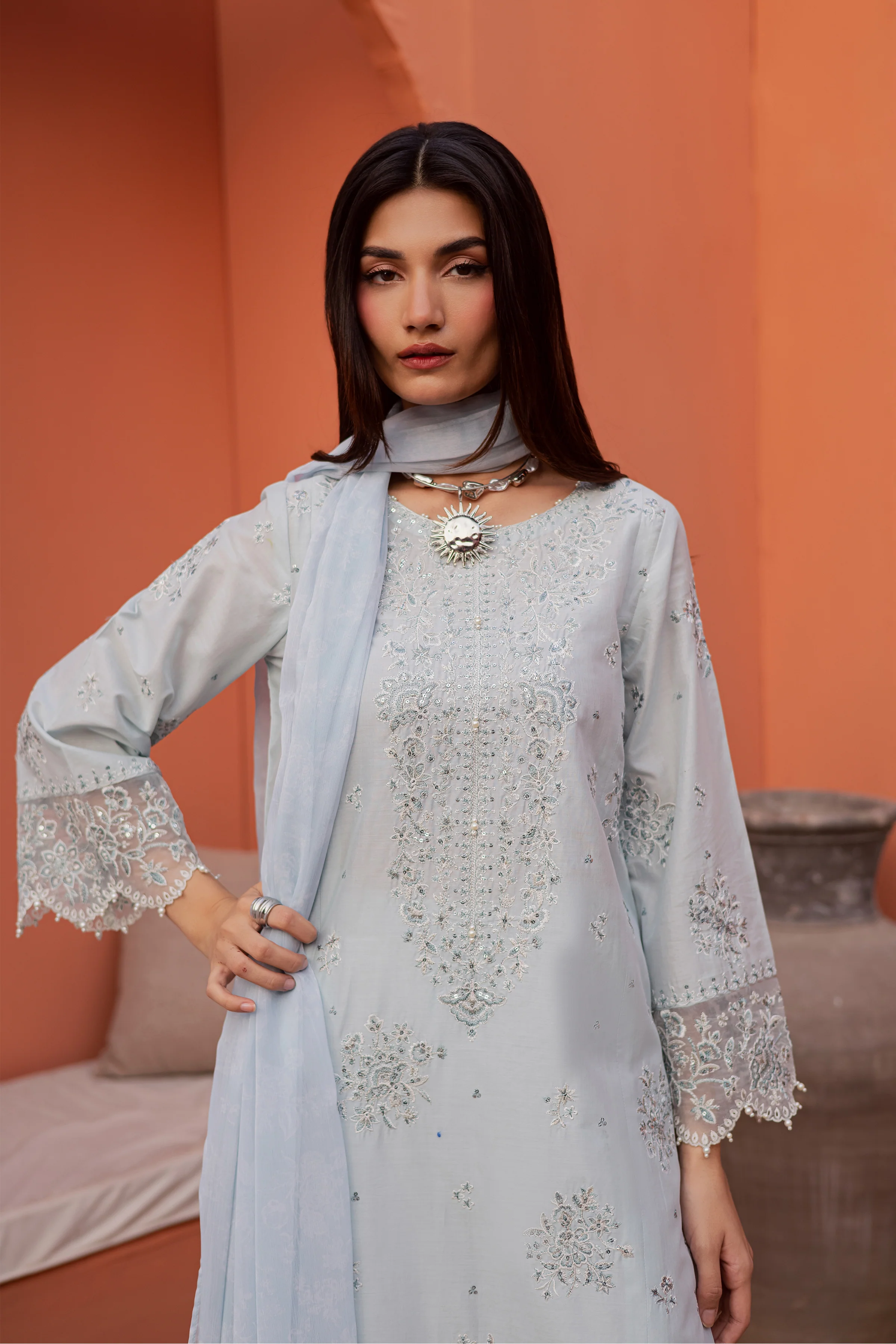 Gulsym 3Pc - Festive Embroidered Lawn - Image 2