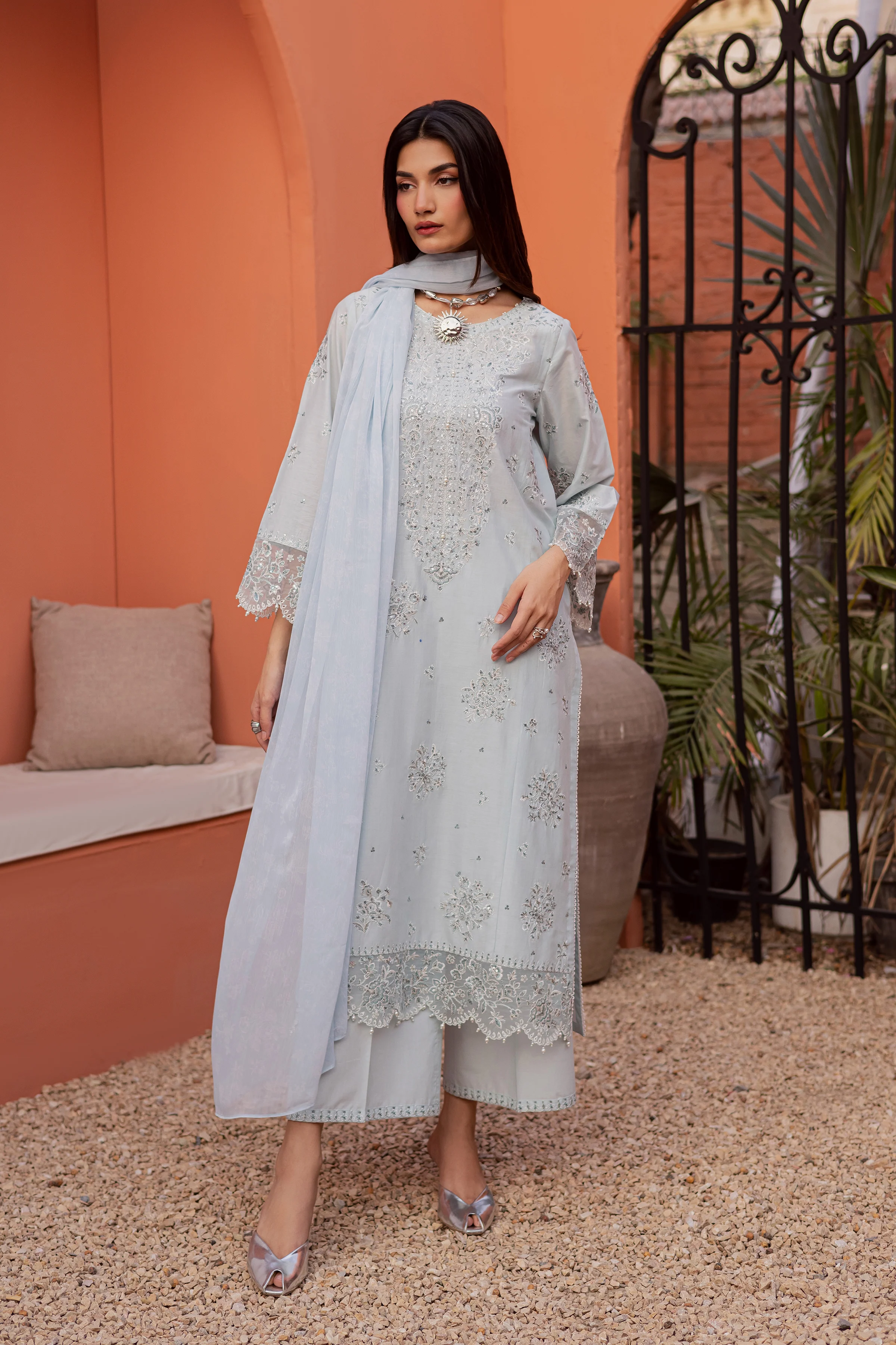 Gulsym 3Pc - Festive Embroidered Lawn - Image 4