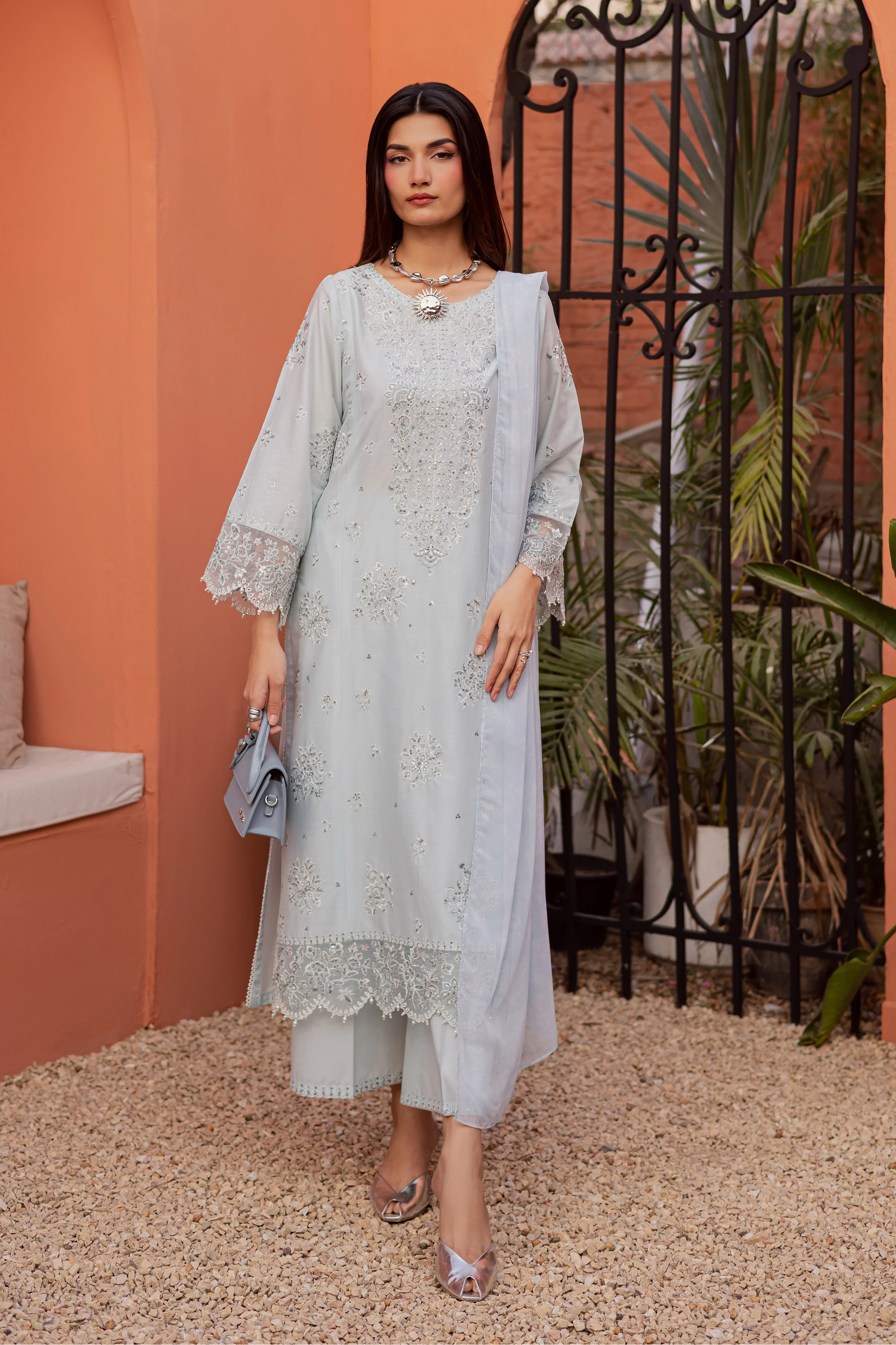 Gulsym 3Pc - Festive Embroidered Lawn - Image 9