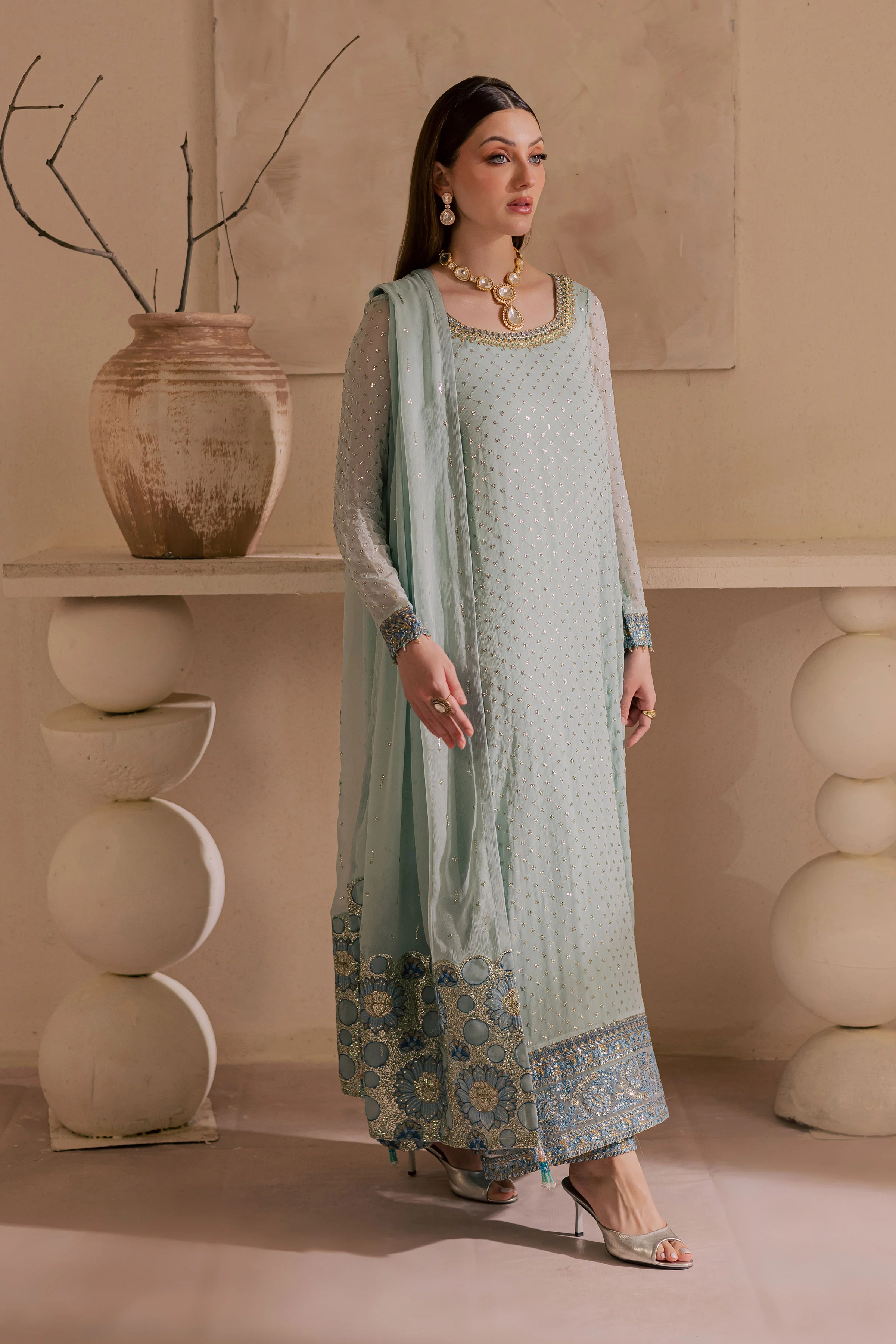 Gulzar 3Pc - Embroidered Luxe Pret - Image 3