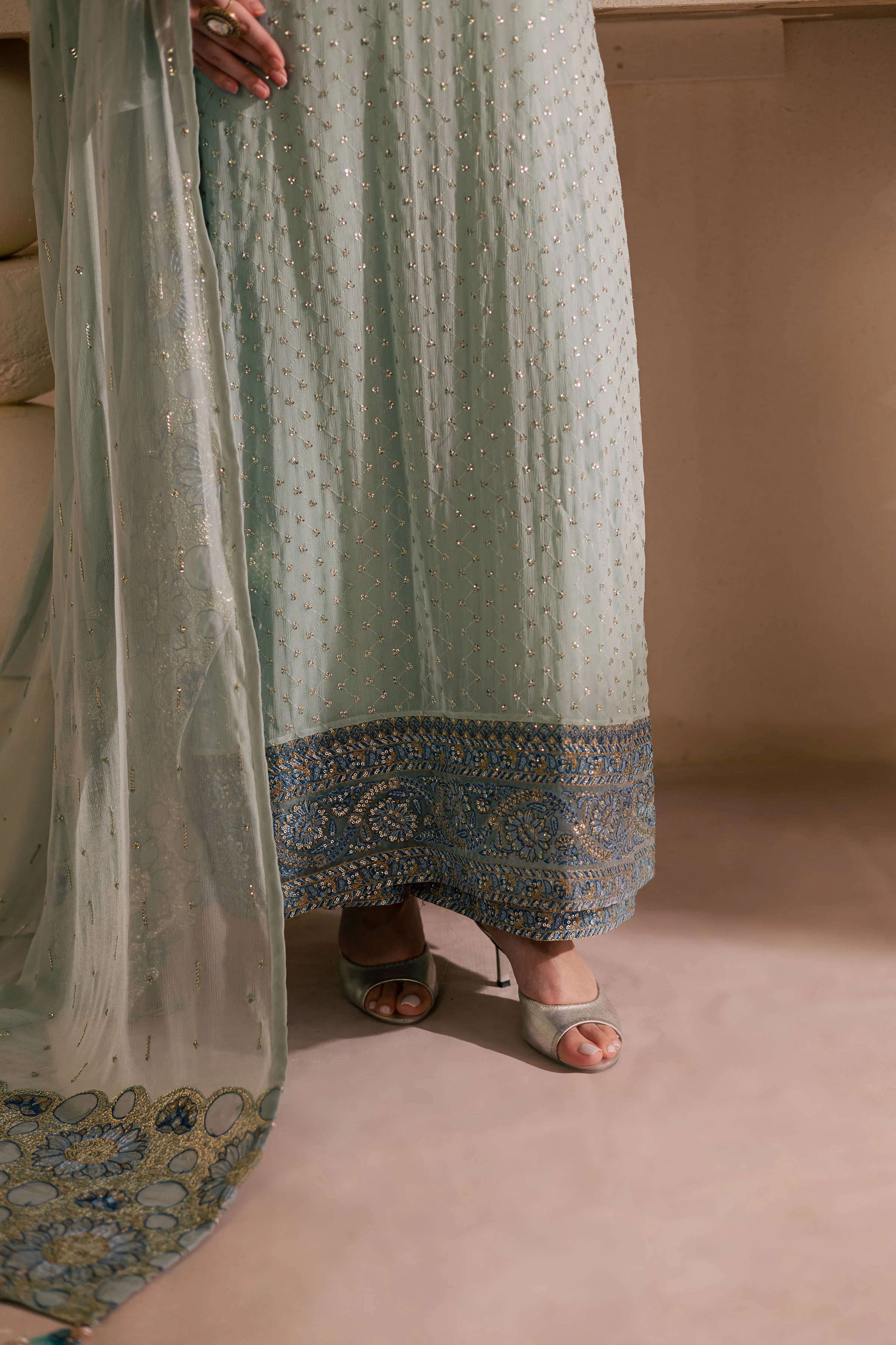 Gulzar 3Pc - Embroidered Luxe Pret - Image 7